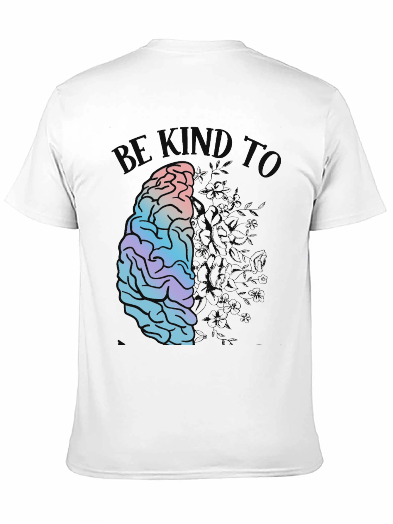 Be Kind Brain Graphic Print Black T-Shirt