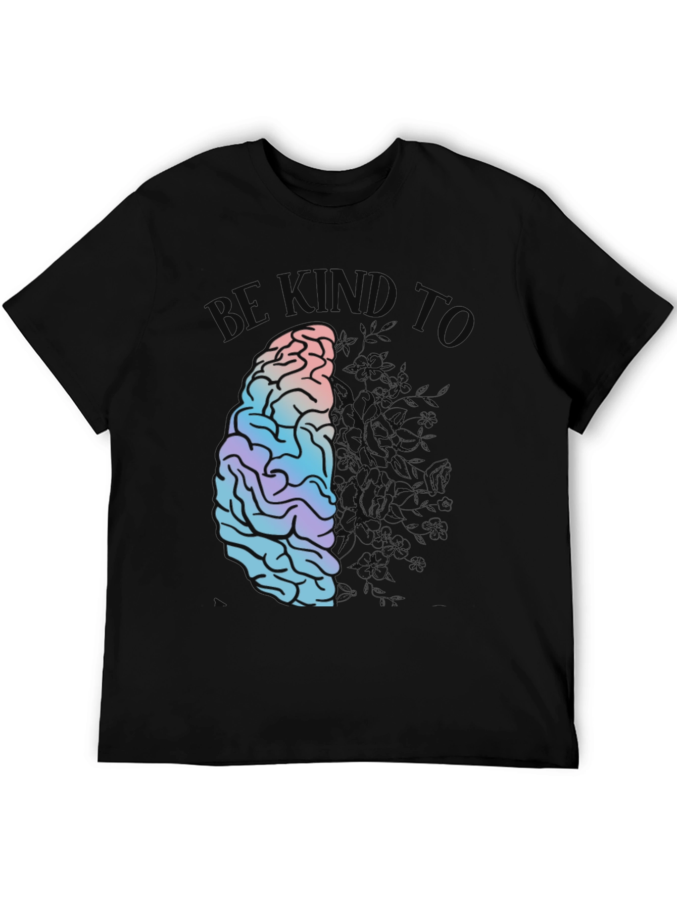Be Kind Brain Graphic Print Black T-Shirt