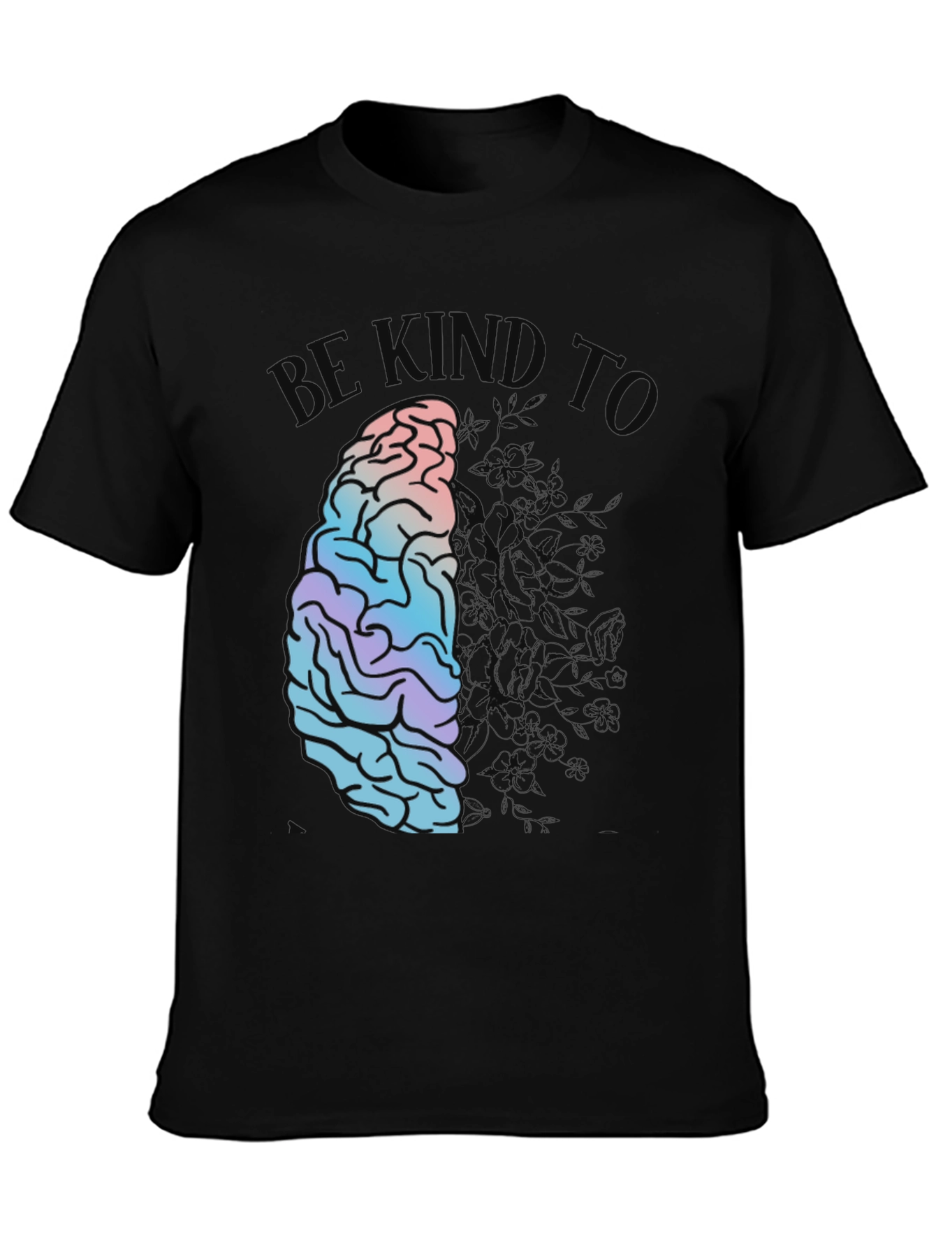 Be Kind Brain Graphic Print Black T-Shirt
