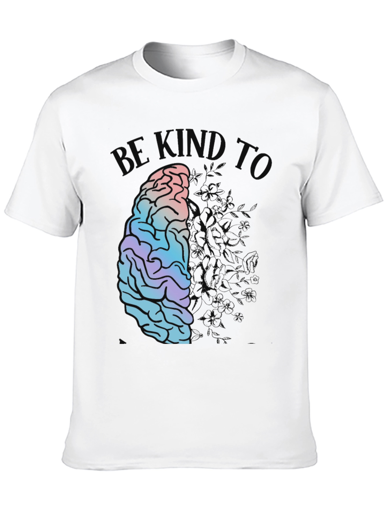 Be Kind Brain Graphic Print Black T-Shirt