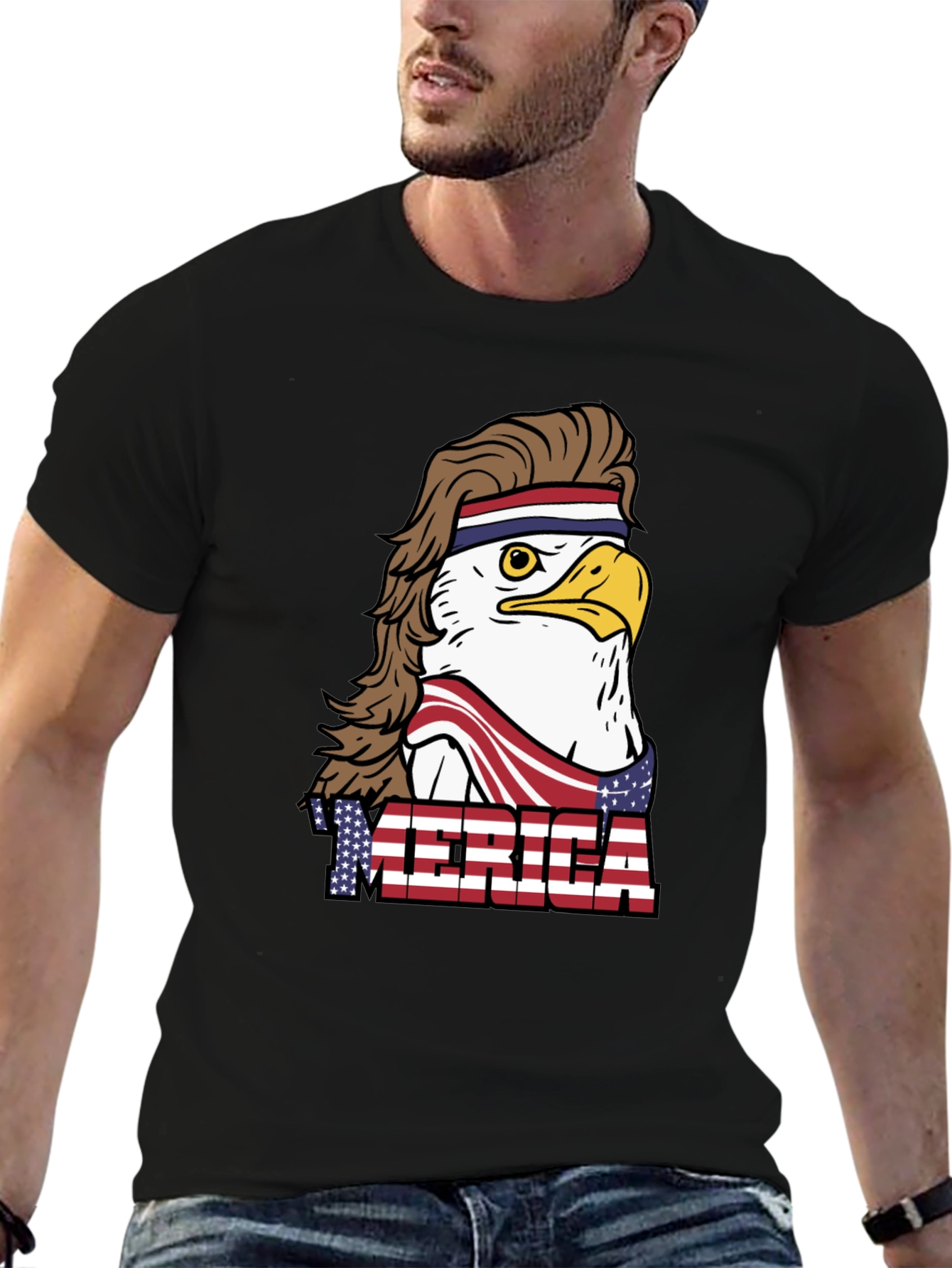 USA Eagle Mullet T-Shirt: Patriotic & Funny
