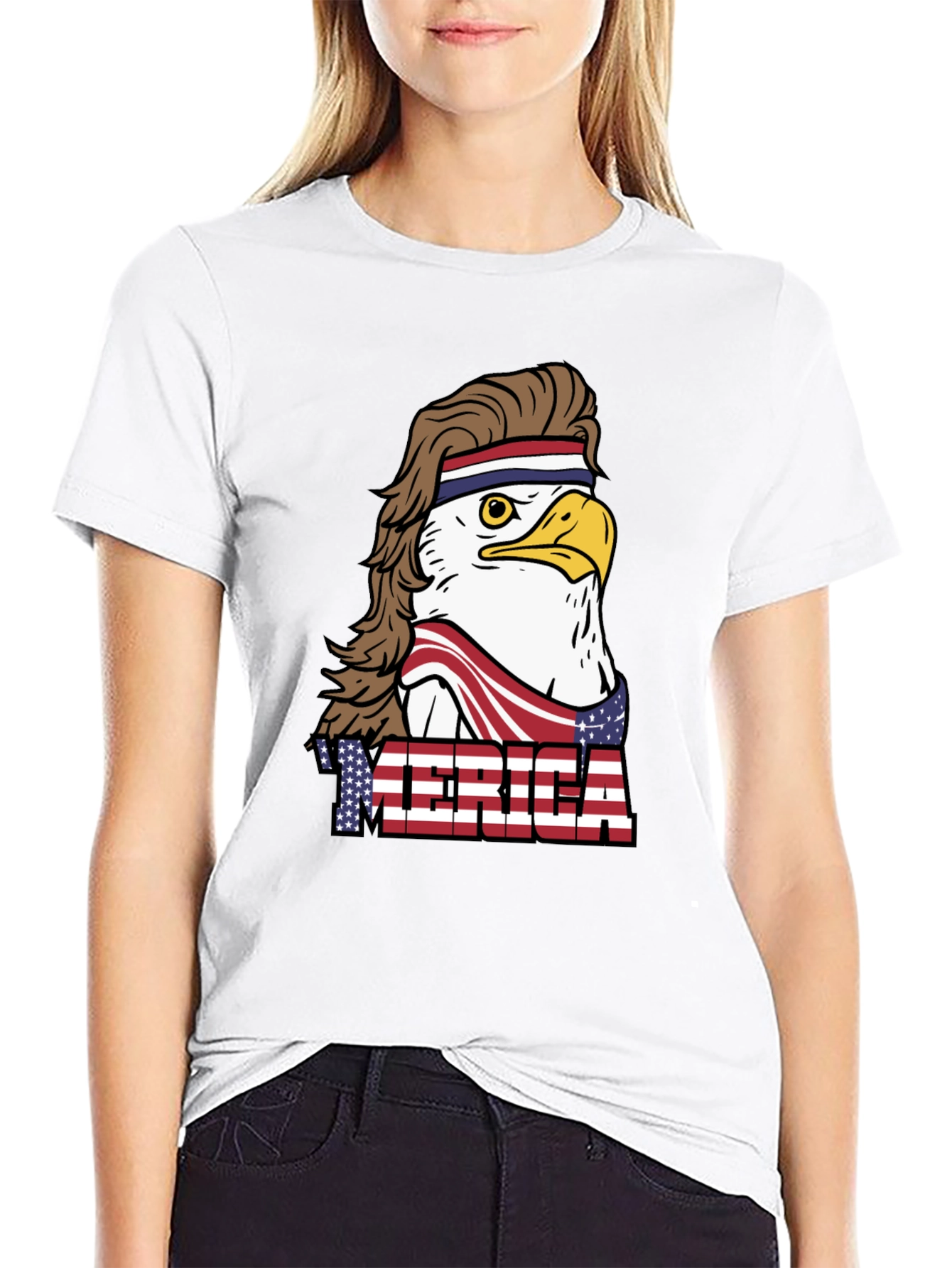 USA Eagle Mullet T-Shirt: Patriotic & Funny