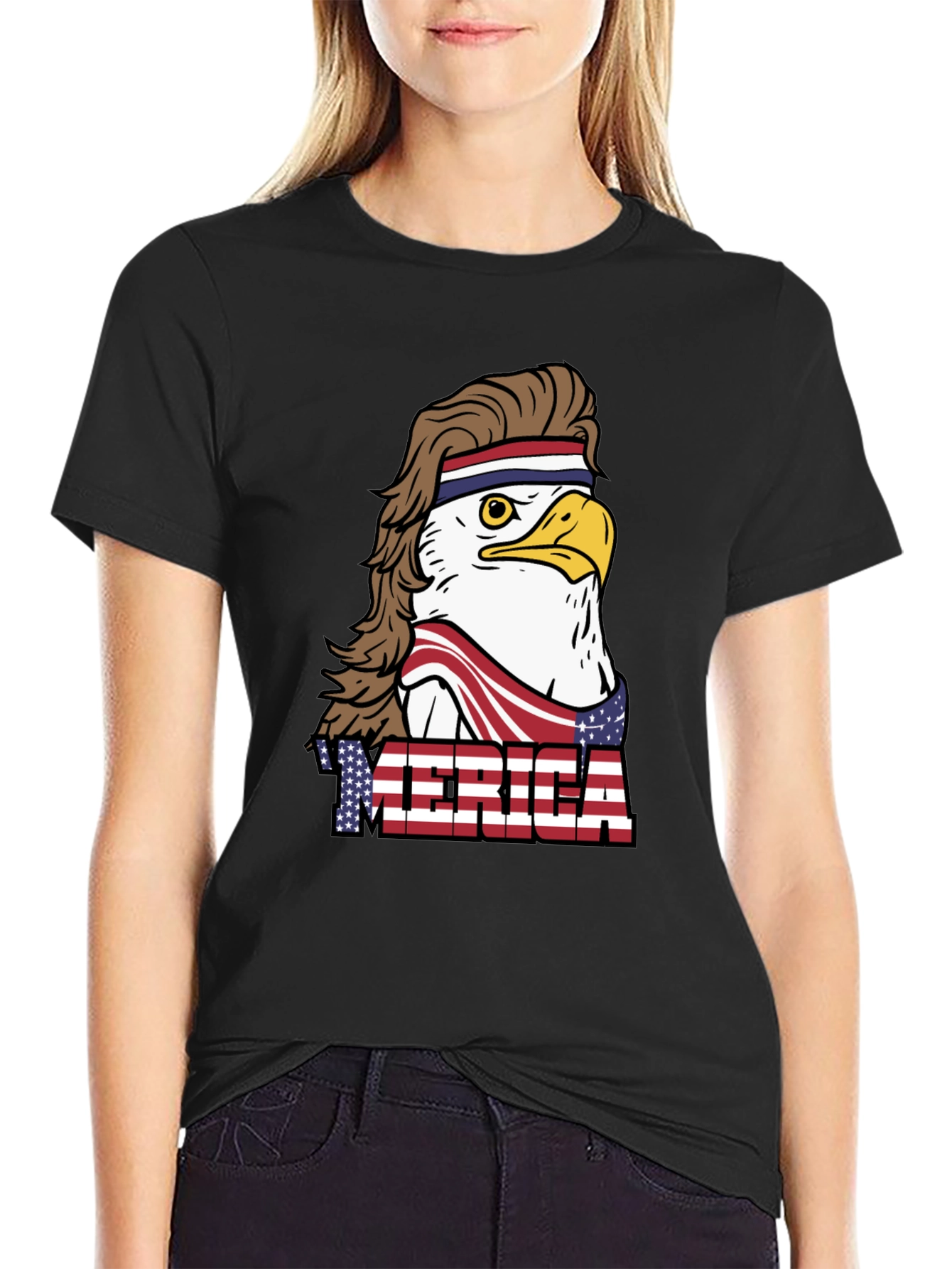 USA Eagle Mullet T-Shirt: Patriotic & Funny