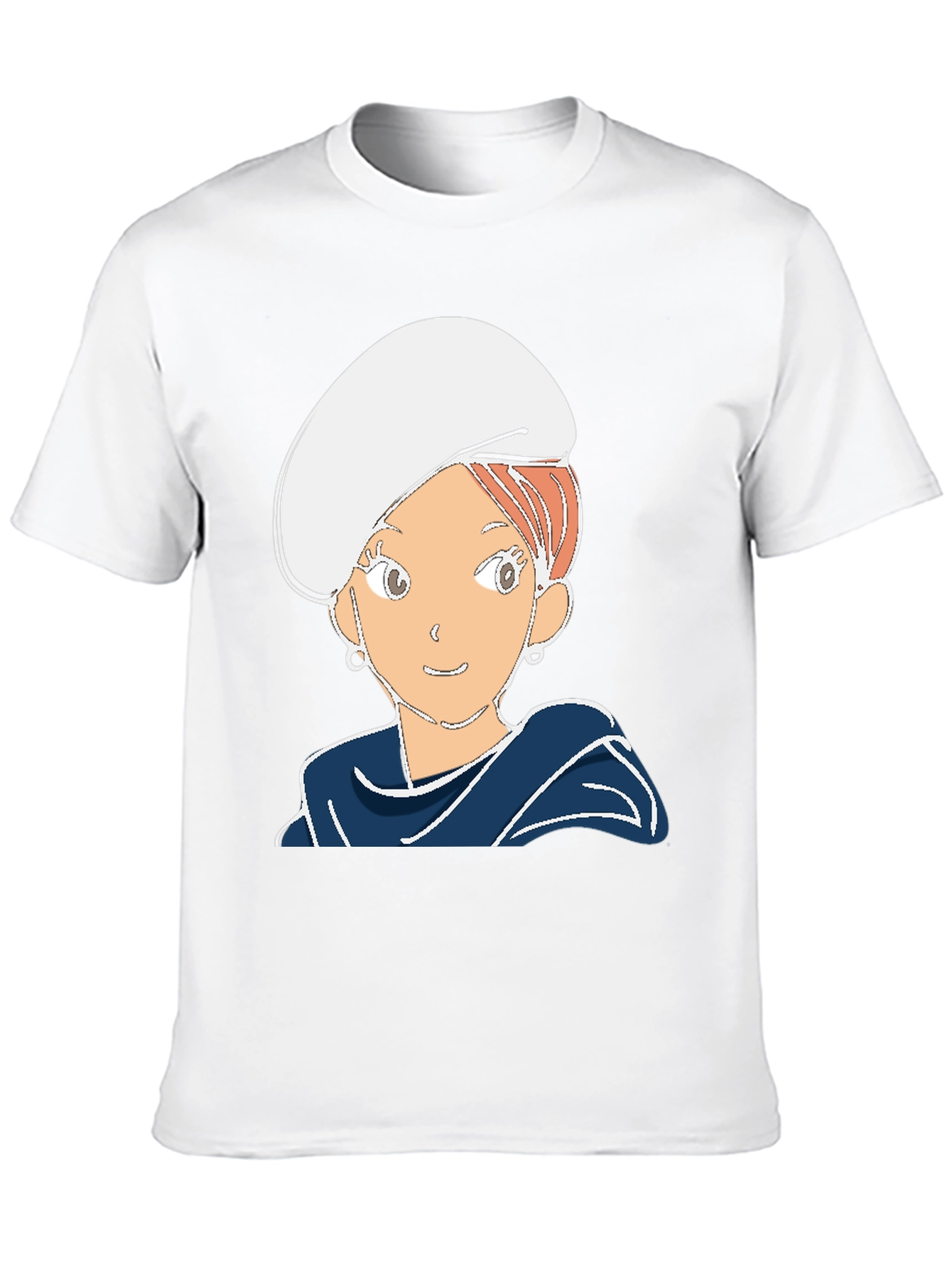 Cartoon Girl Graphic Tee - Black Cotton Blend T-Shirt