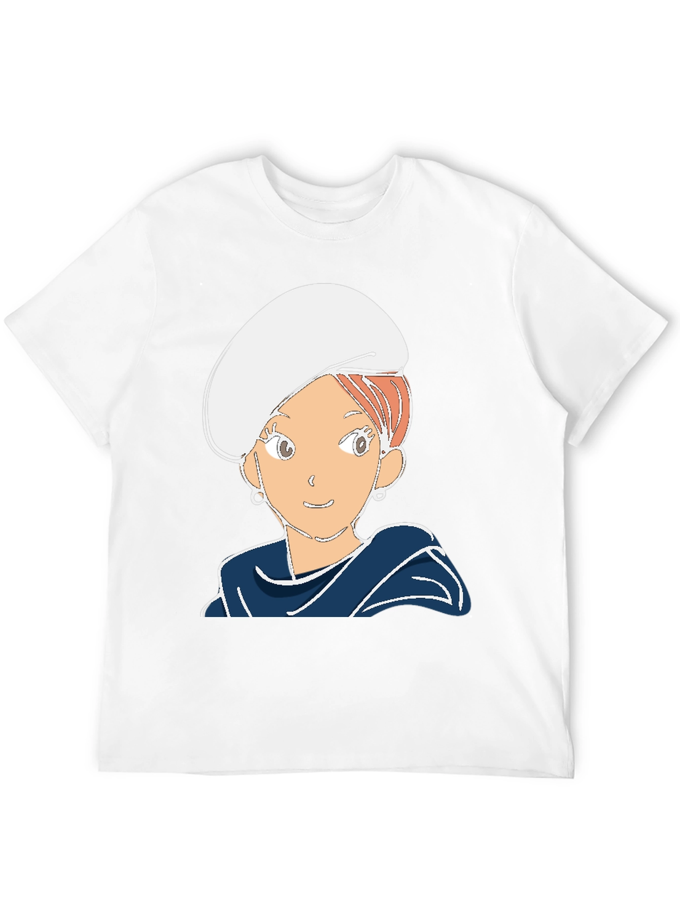 Cartoon Girl Graphic Tee - Black Cotton Blend T-Shirt