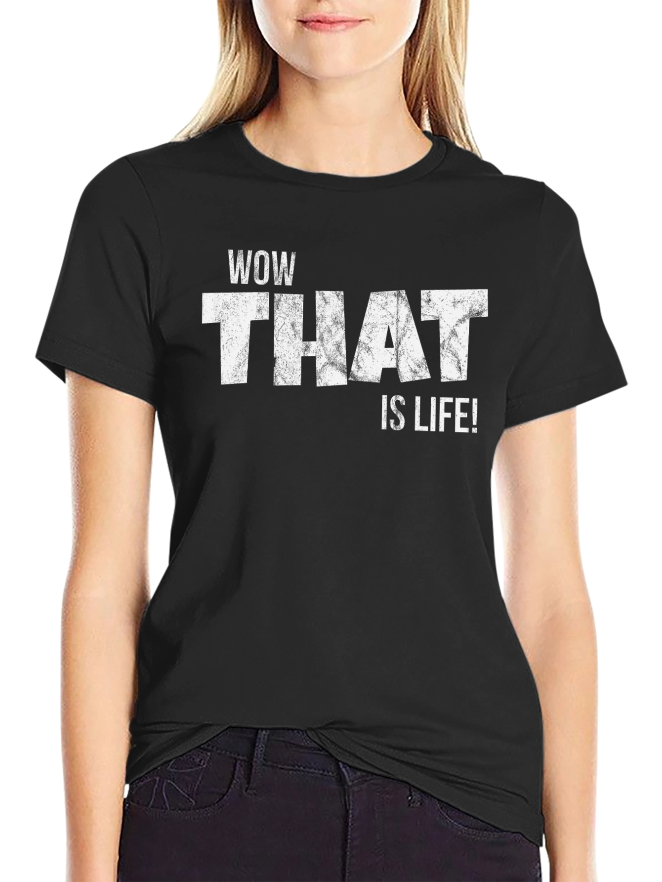 Wow That is Life! Black Graphic Tee