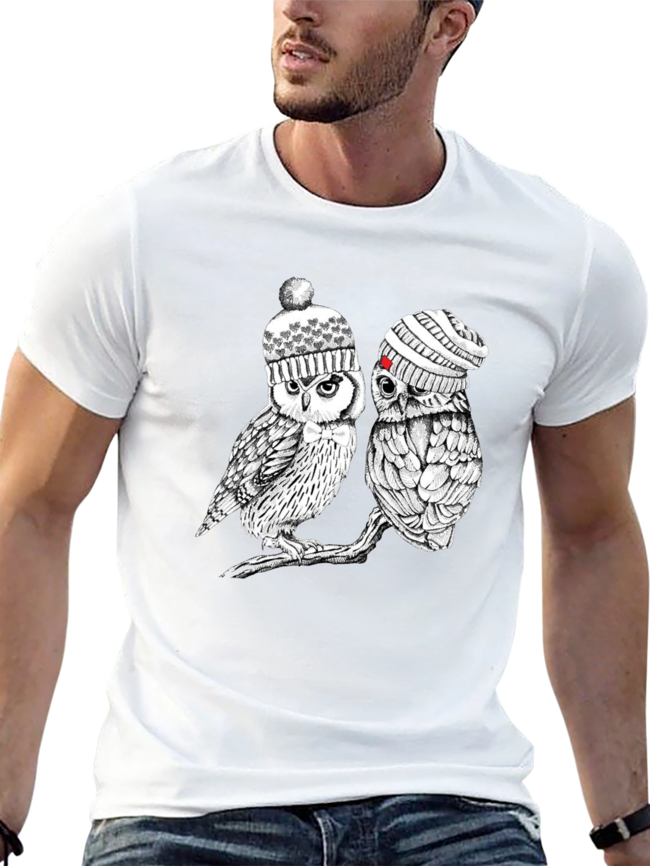 Owl Beanie T-Shirt: Whimsical Winter Style
