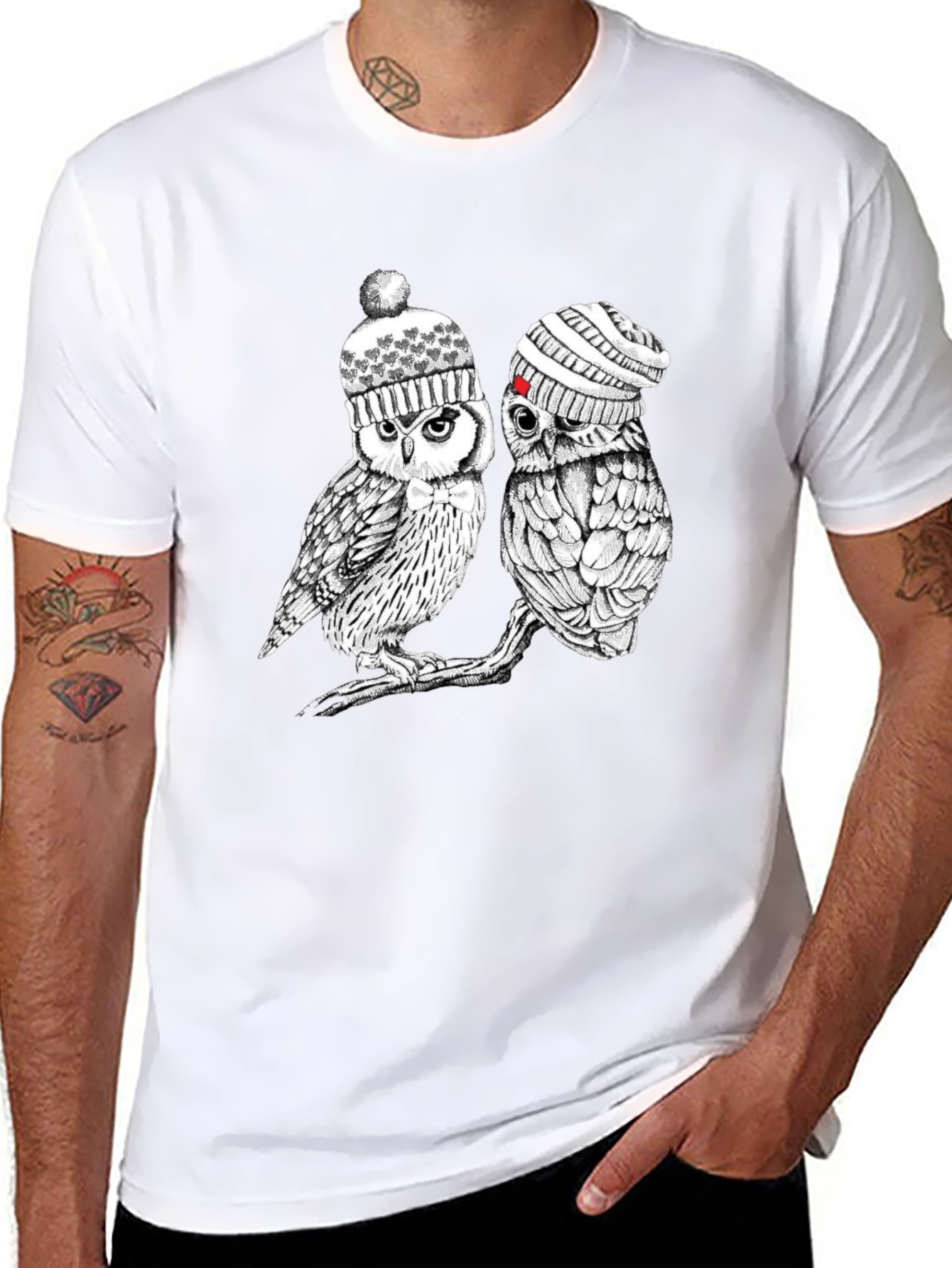 Owl Beanie T-Shirt: Whimsical Winter Style