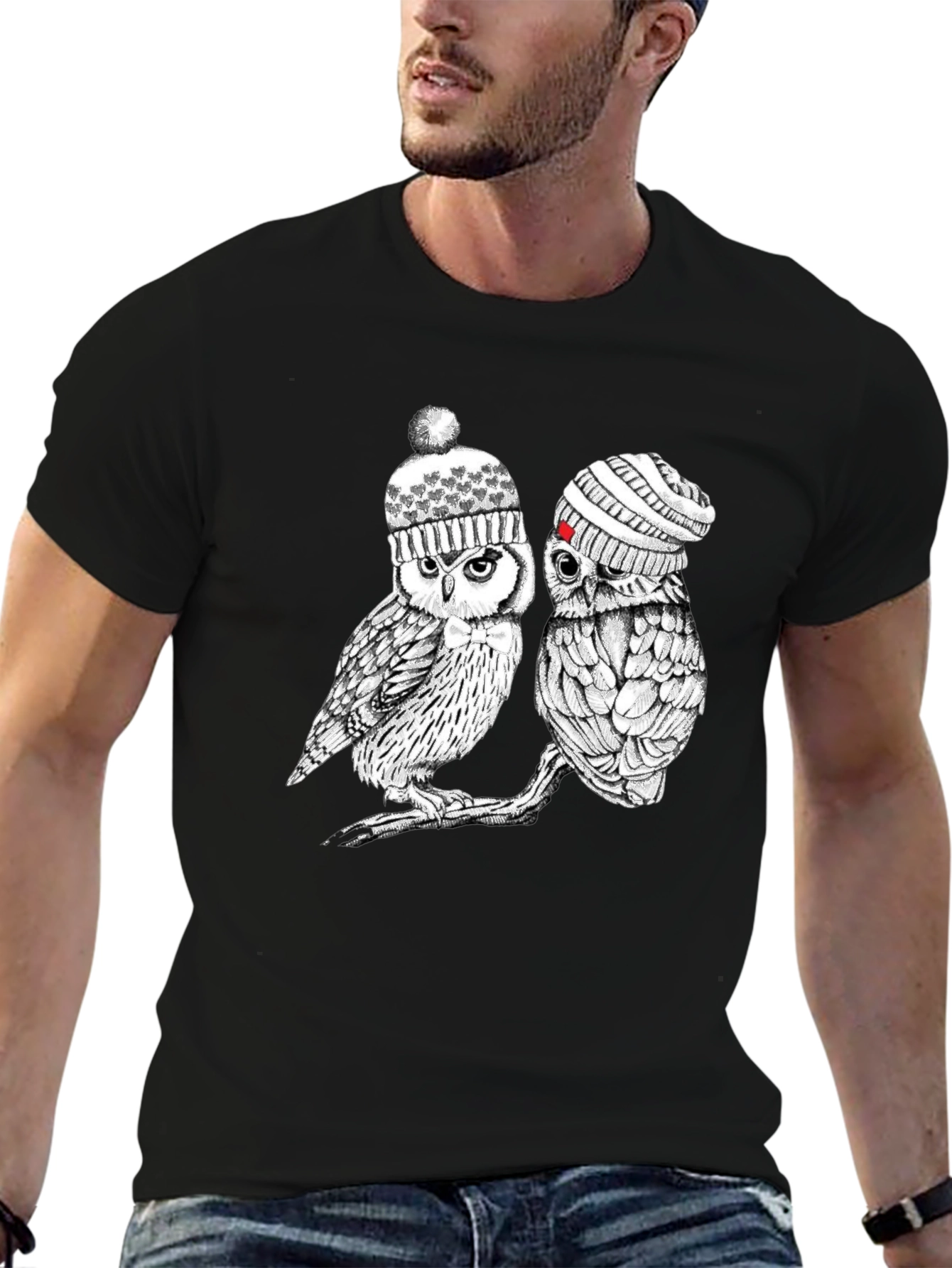 Owl Beanie T-Shirt: Whimsical Winter Style
