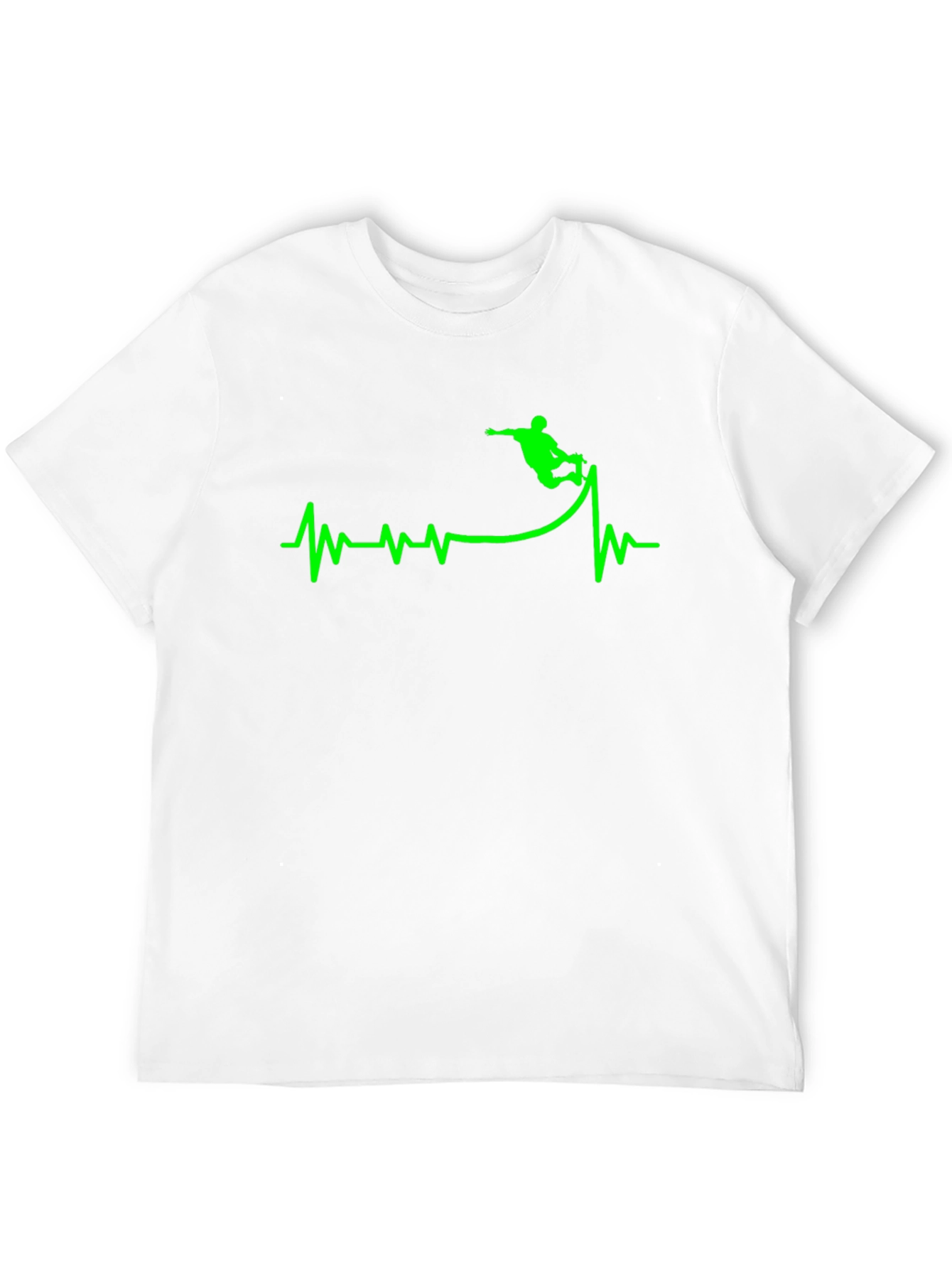 Skateboarding Heartbeat Graphic T-Shirt - Black