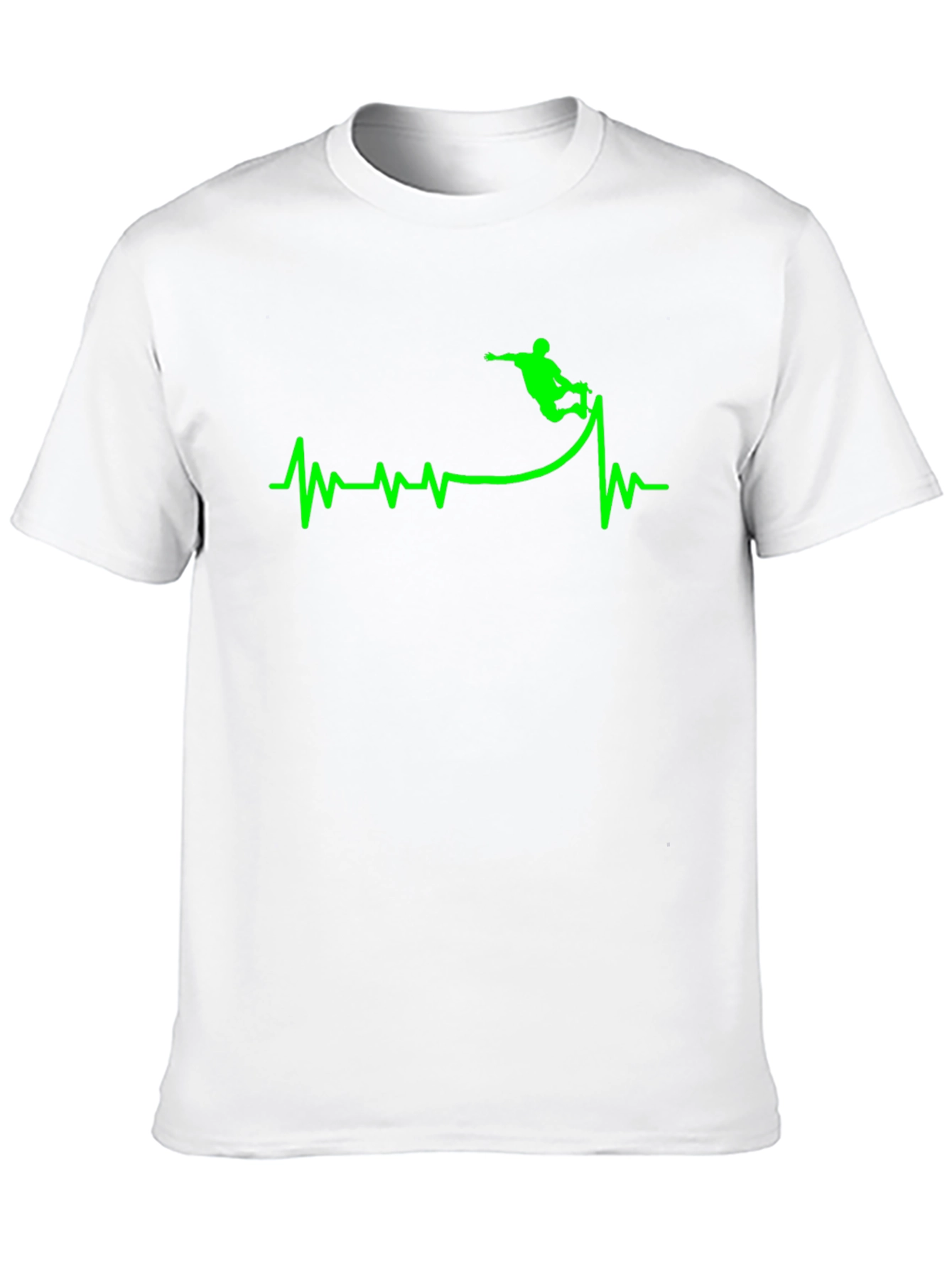 Skateboarding Heartbeat Graphic T-Shirt - Black