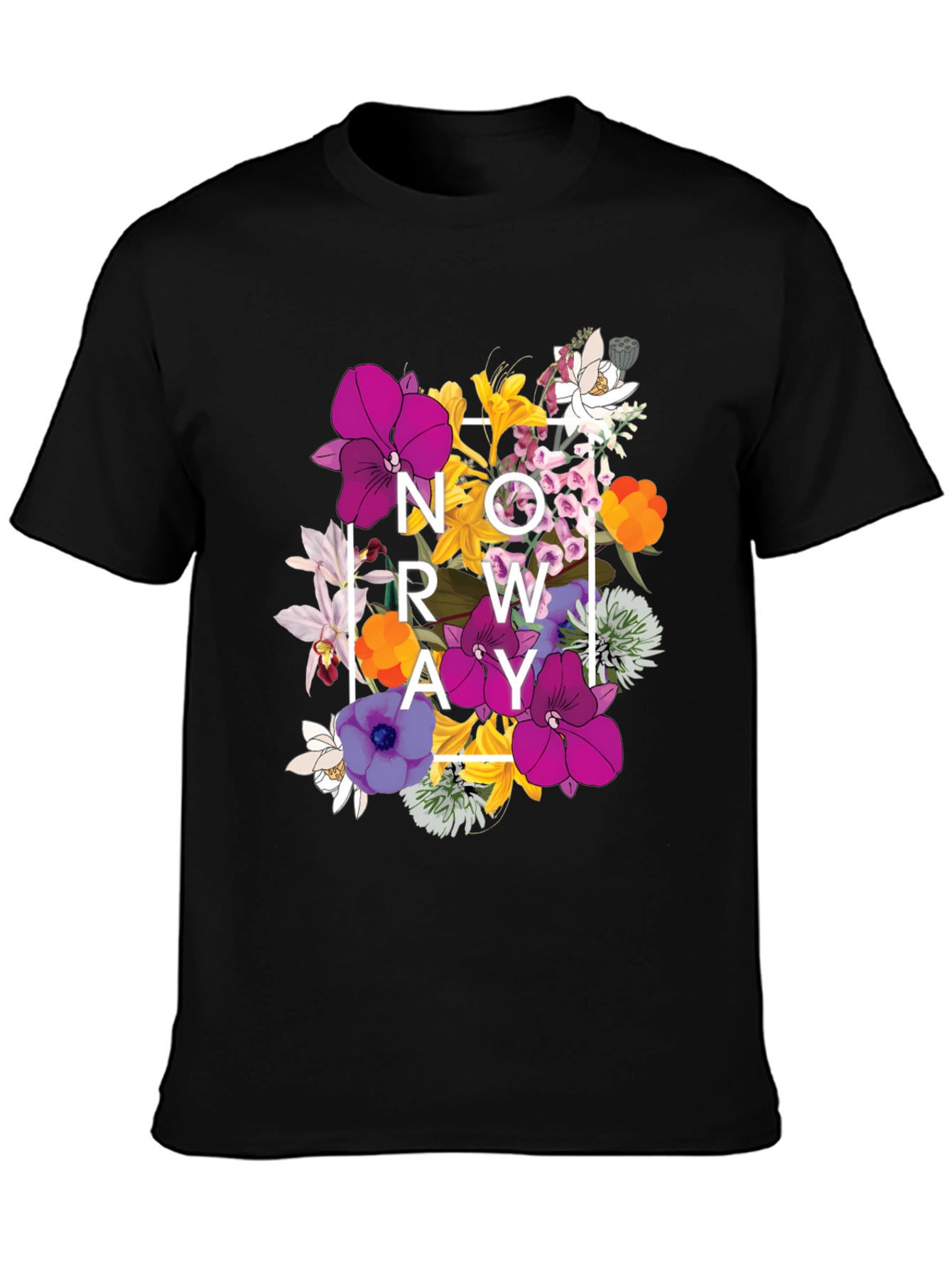Floral NOW GROW AWAY Graphic T-Shirt - Black