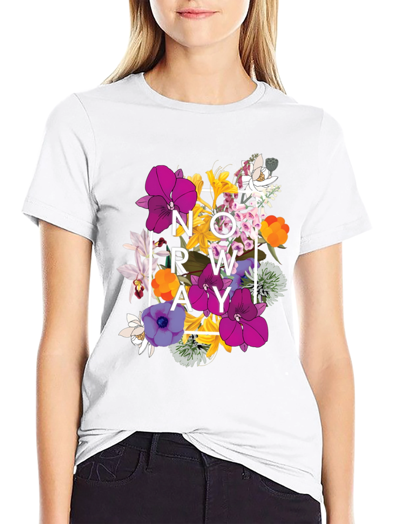 Floral NOW GROW AWAY Graphic T-Shirt - Black