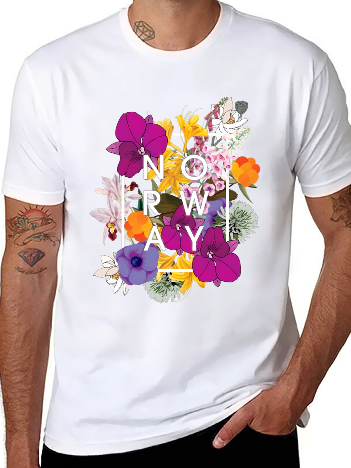 Floral NOW GROW AWAY Graphic T-Shirt - Black