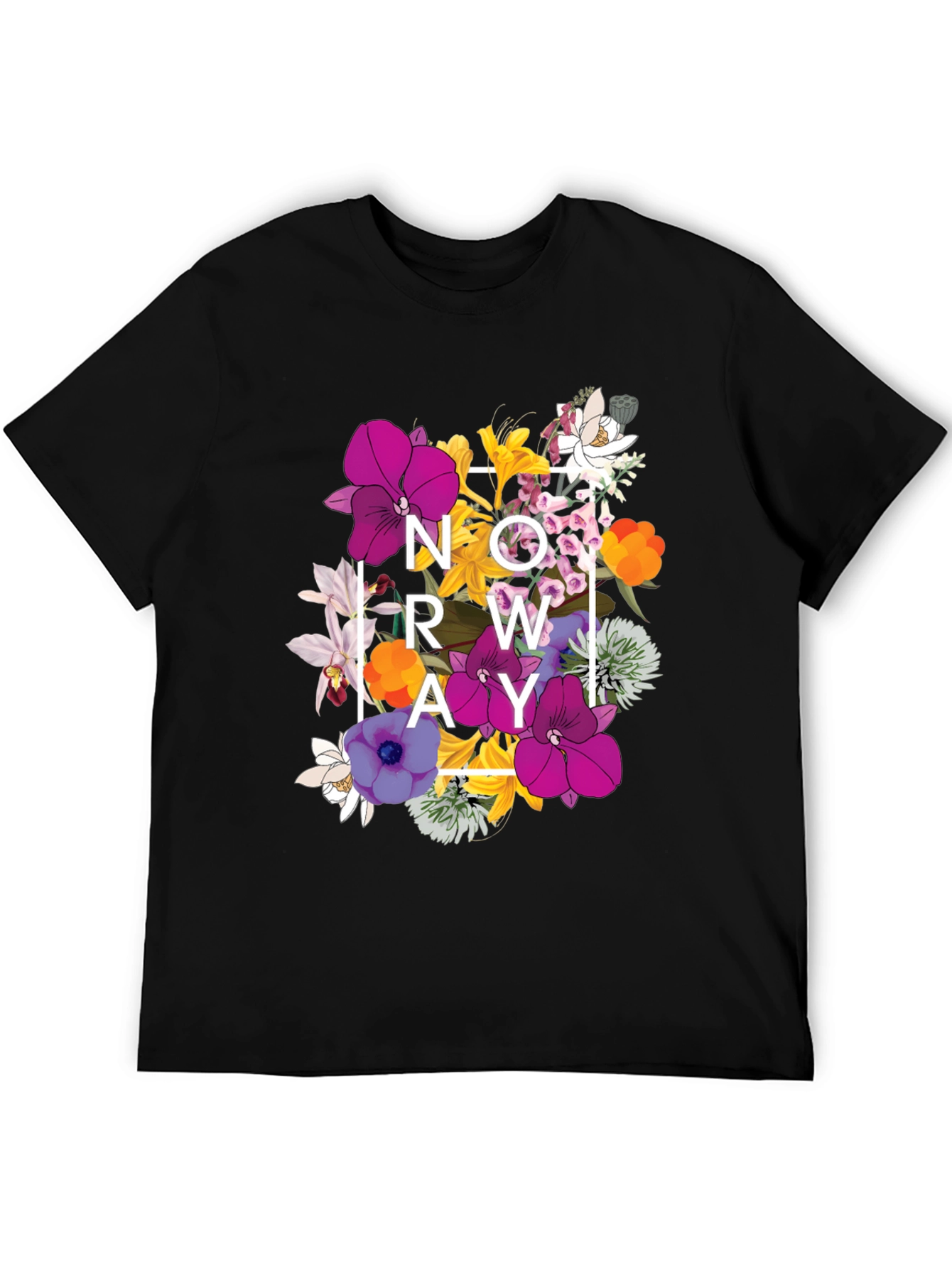 Floral NOW GROW AWAY Graphic T-Shirt - Black
