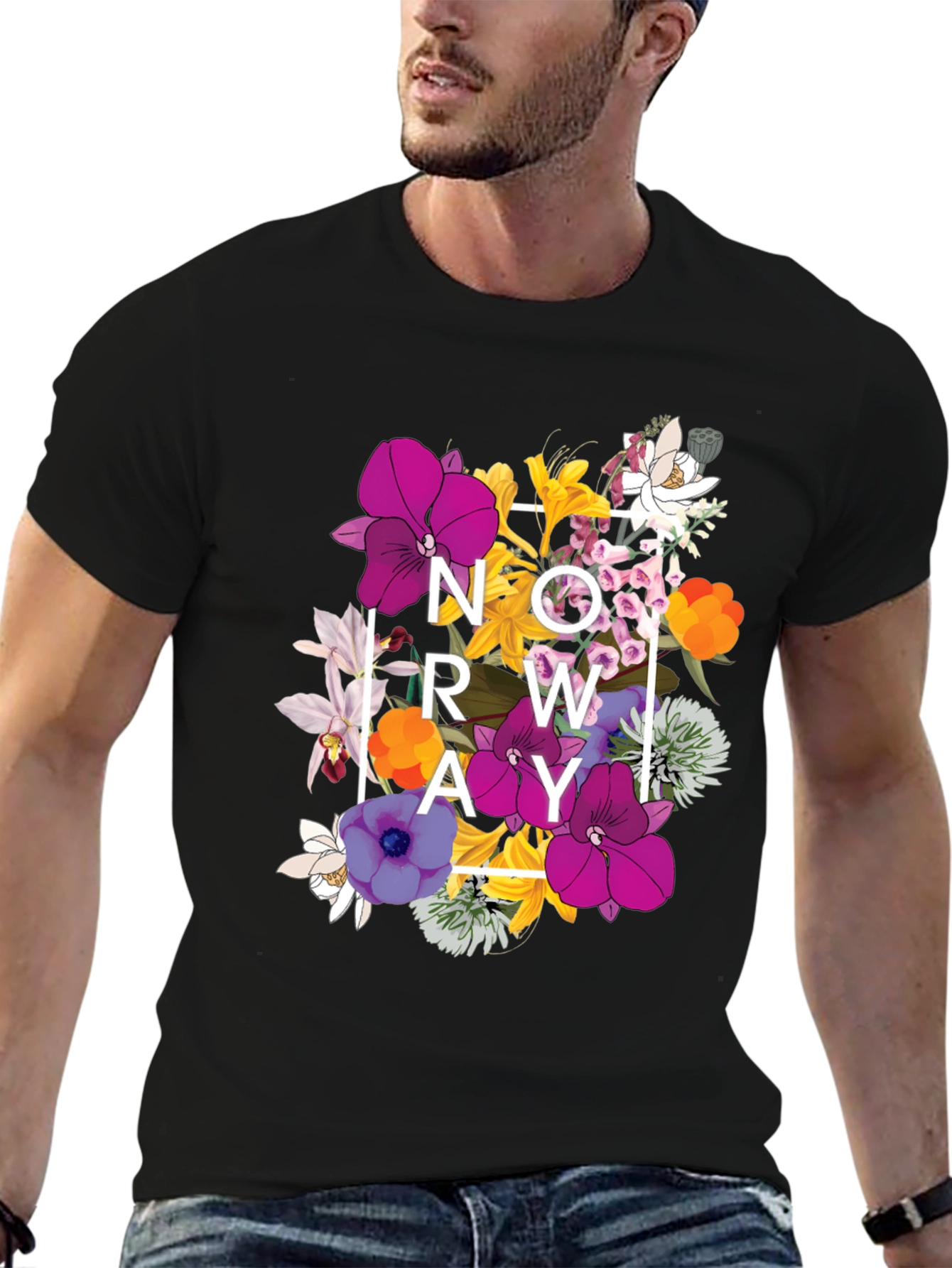 Floral NOW GROW AWAY Graphic T-Shirt - Black