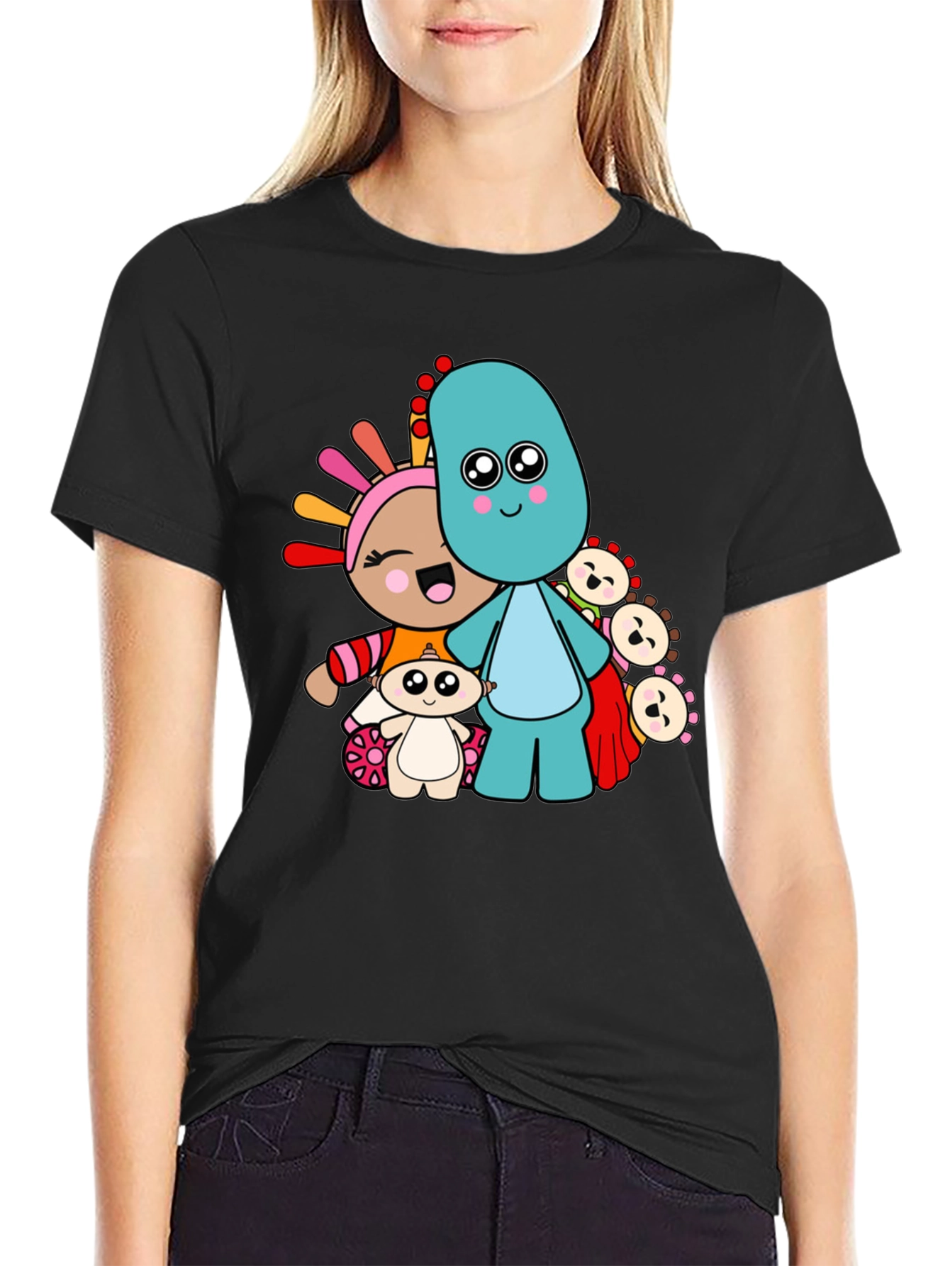 In the Night Garden Cartoon Character Black T-Shirt