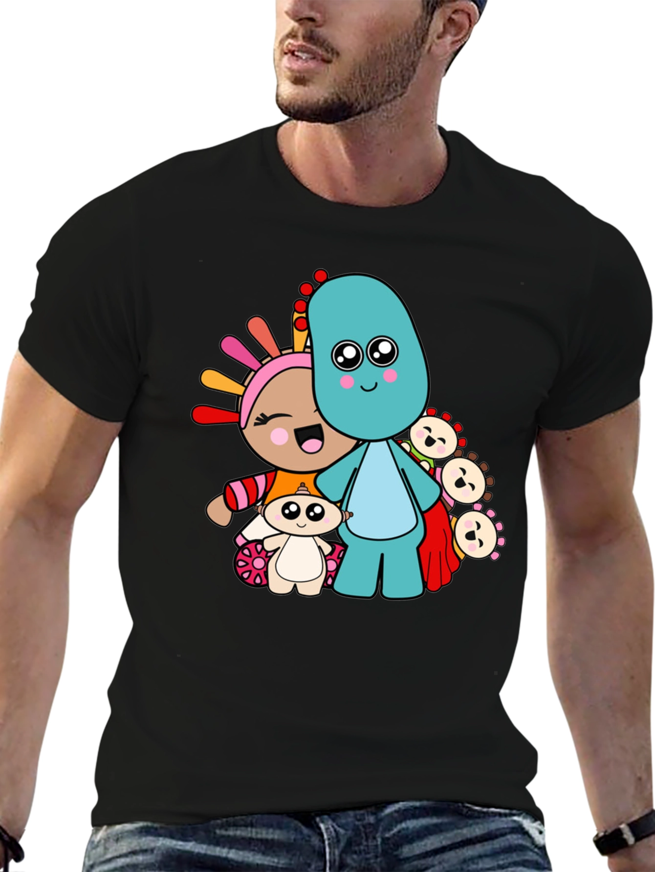 In the Night Garden Cartoon Character Black T-Shirt