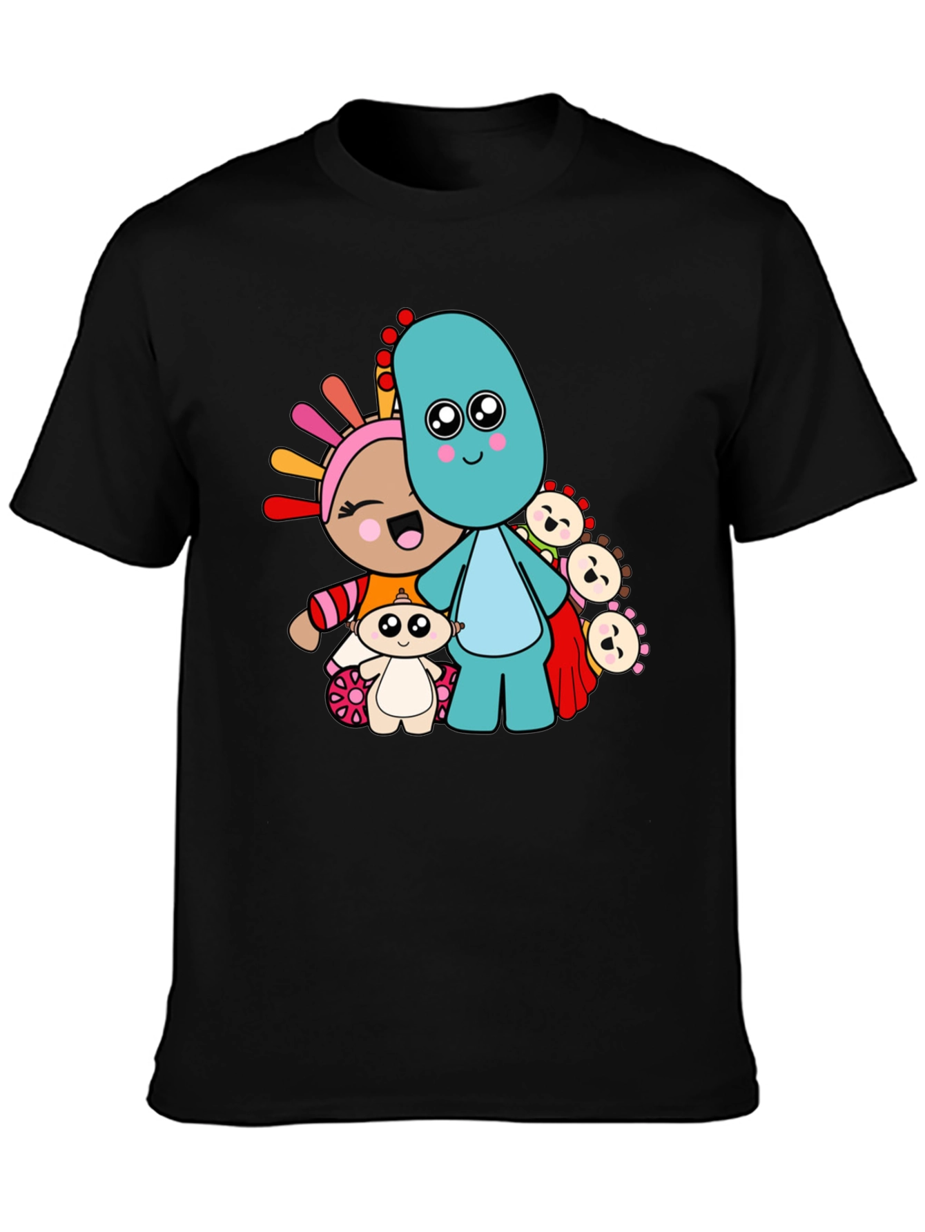 In the Night Garden Cartoon Character Black T-Shirt