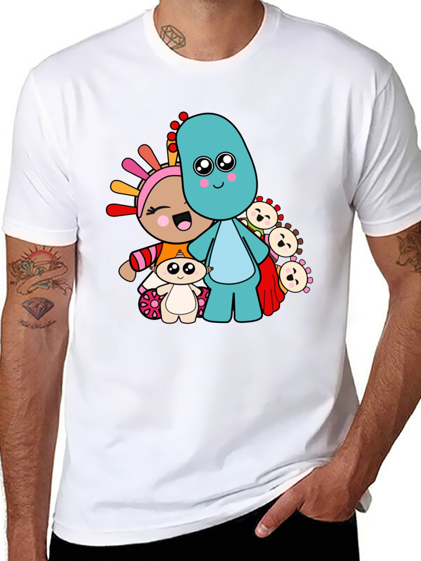 In the Night Garden Cartoon Character Black T-Shirt