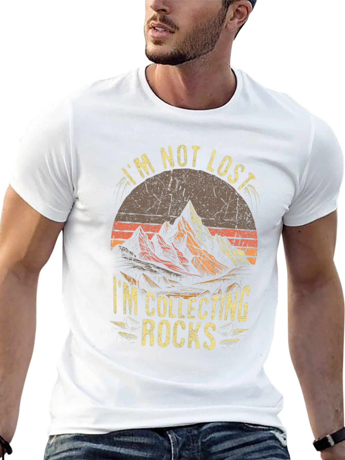 Im Not Lost Im Collecting Rocks Black T-Shirt