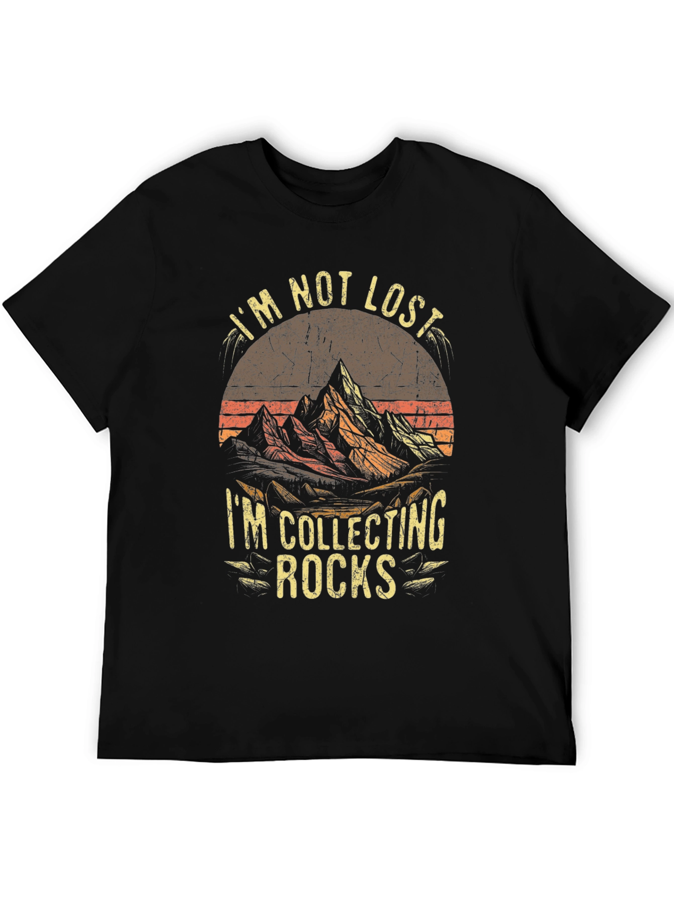 Im Not Lost Im Collecting Rocks Black T-Shirt