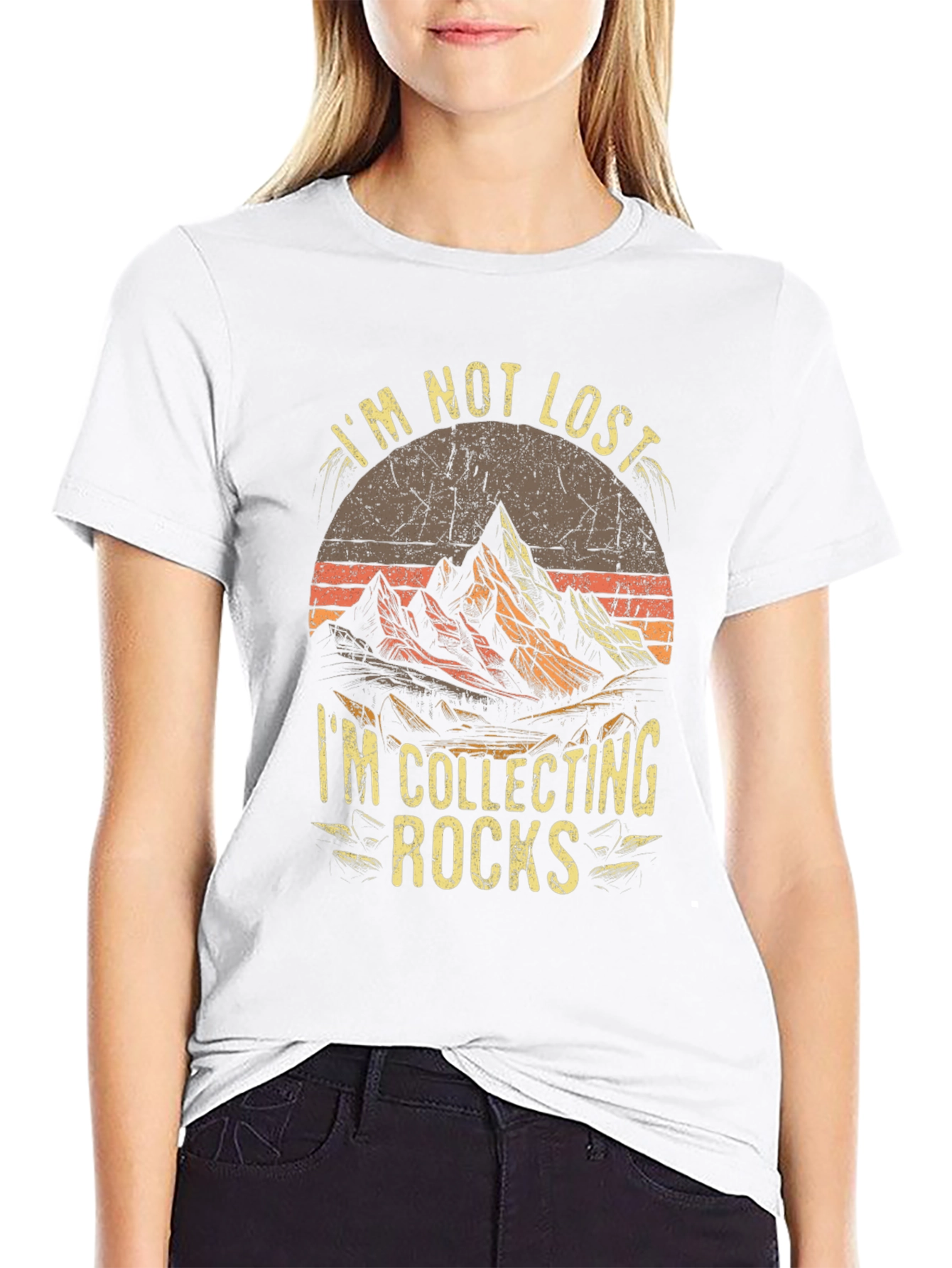 Im Not Lost Im Collecting Rocks Black T-Shirt