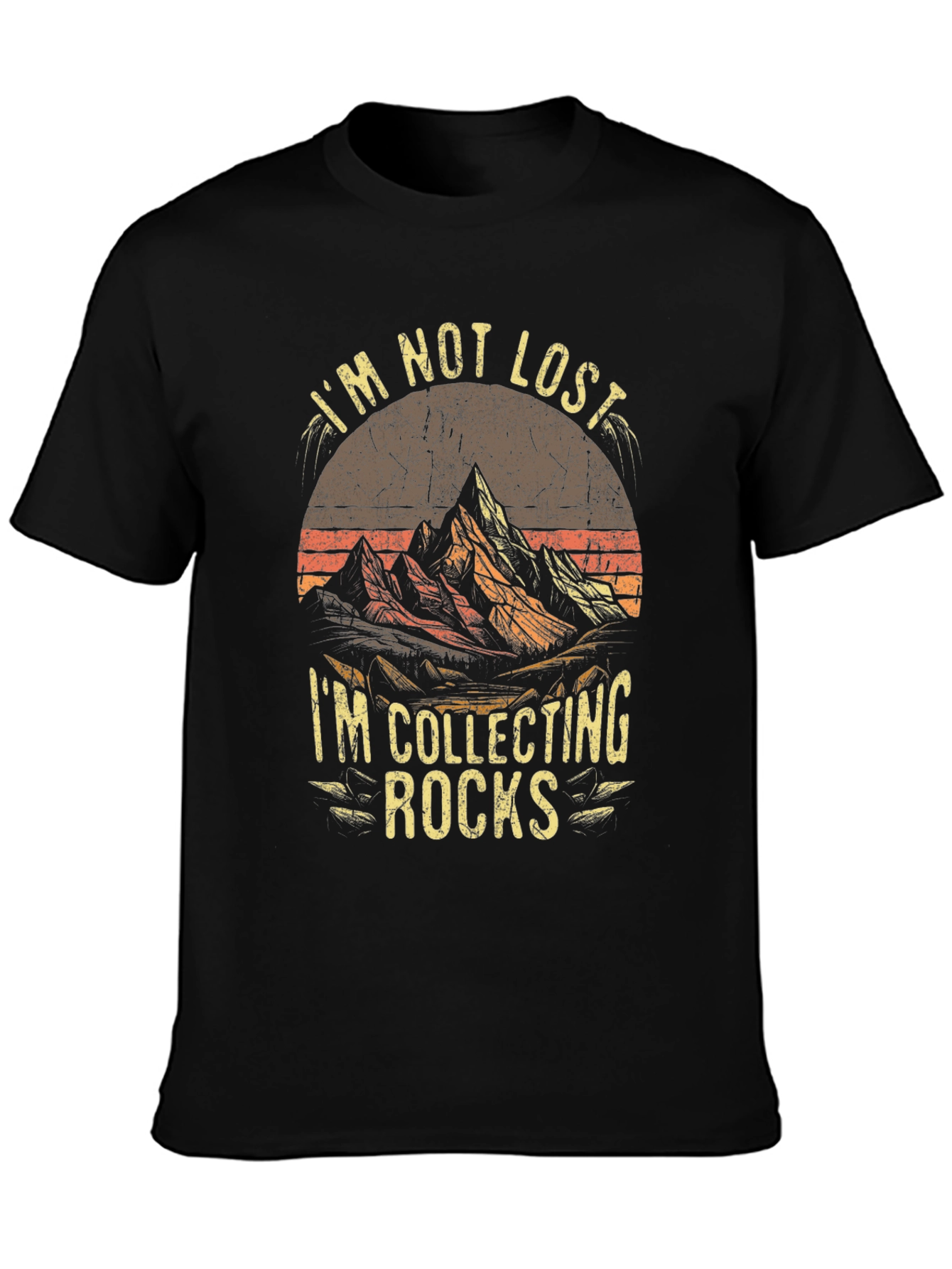 Im Not Lost Im Collecting Rocks Black T-Shirt