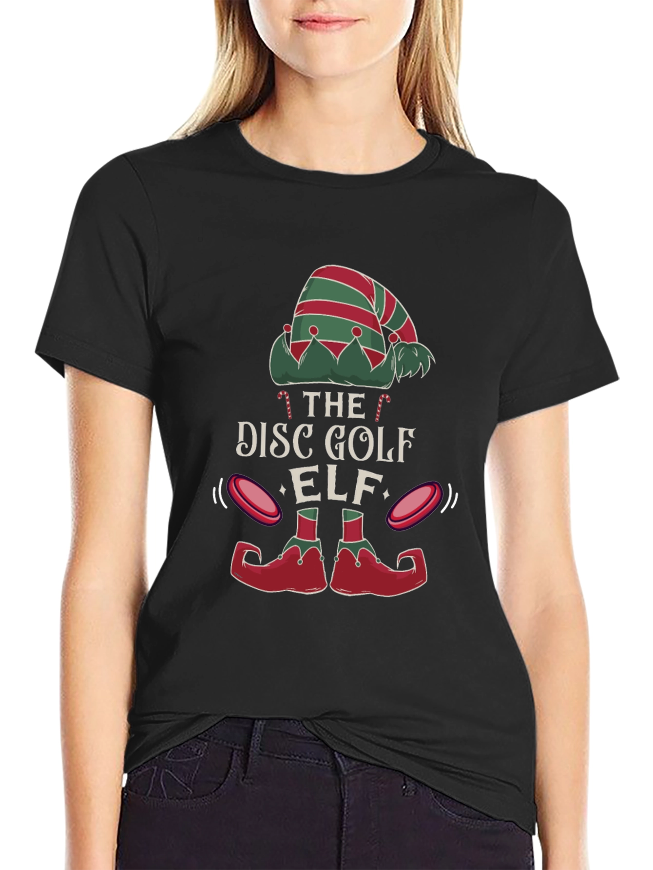 Disc Golf Elf Graphic Tee - Holiday Festive Shirt