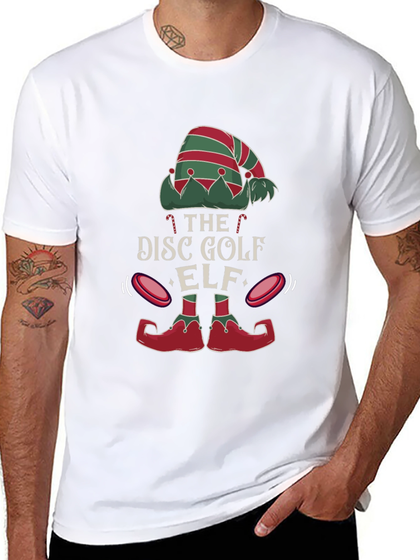 Disc Golf Elf Graphic Tee - Holiday Festive Shirt