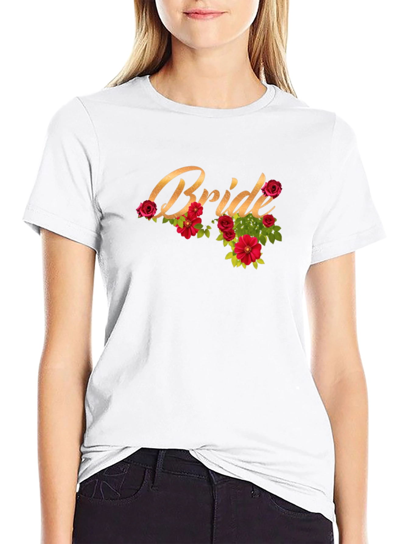 Bride T-Shirt with Floral Design