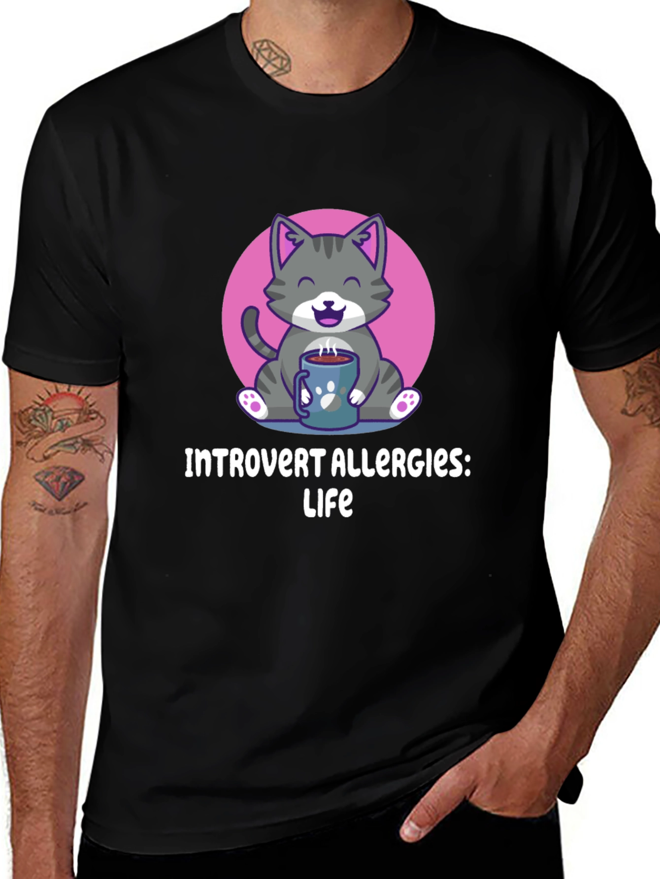 Introvert Allergies T-Shirt Cute Cat Design