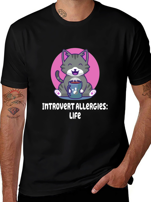 Introvert Allergies T-Shirt Cute Cat Design
