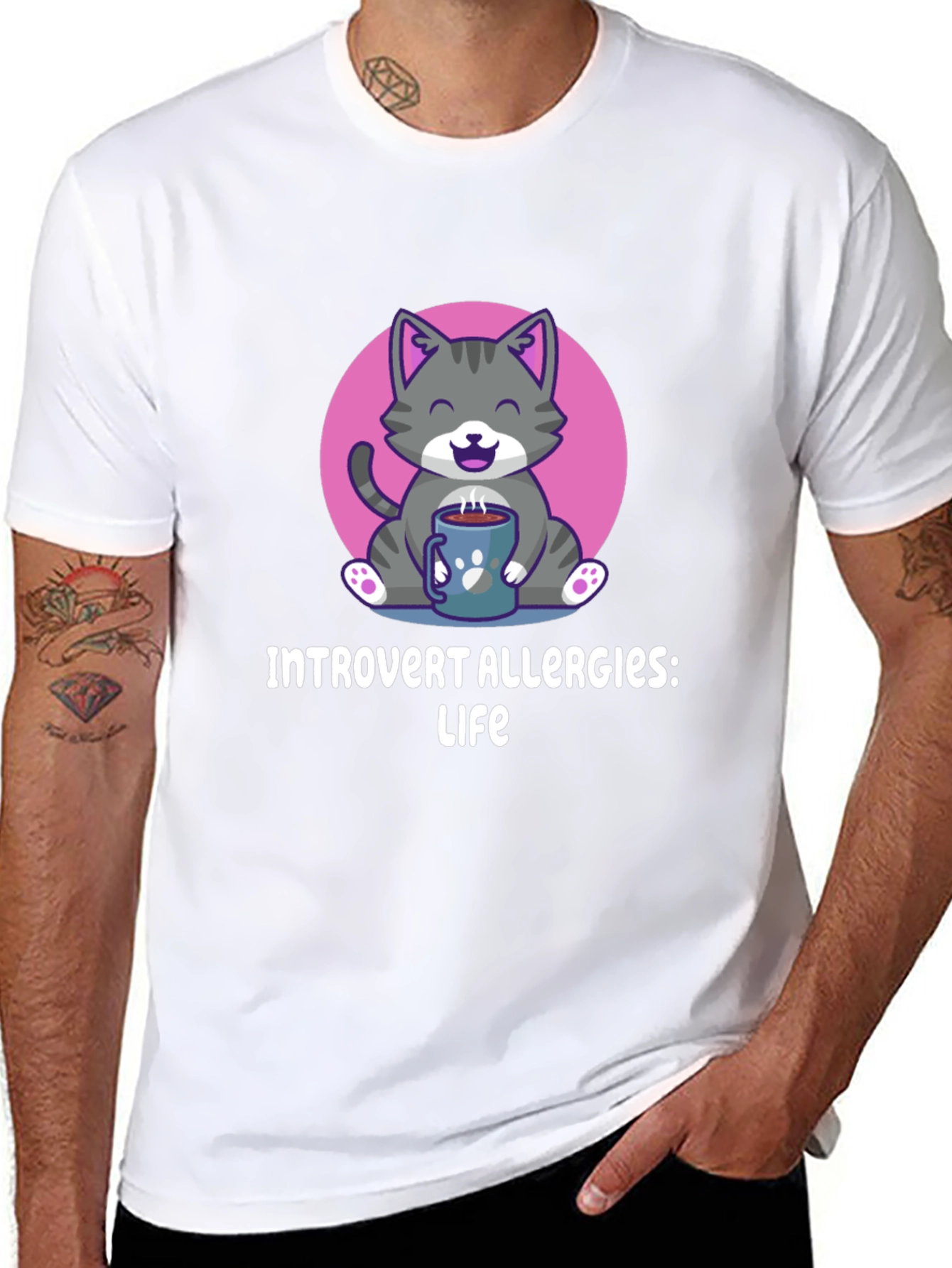 Introvert Allergies T-Shirt Cute Cat Design