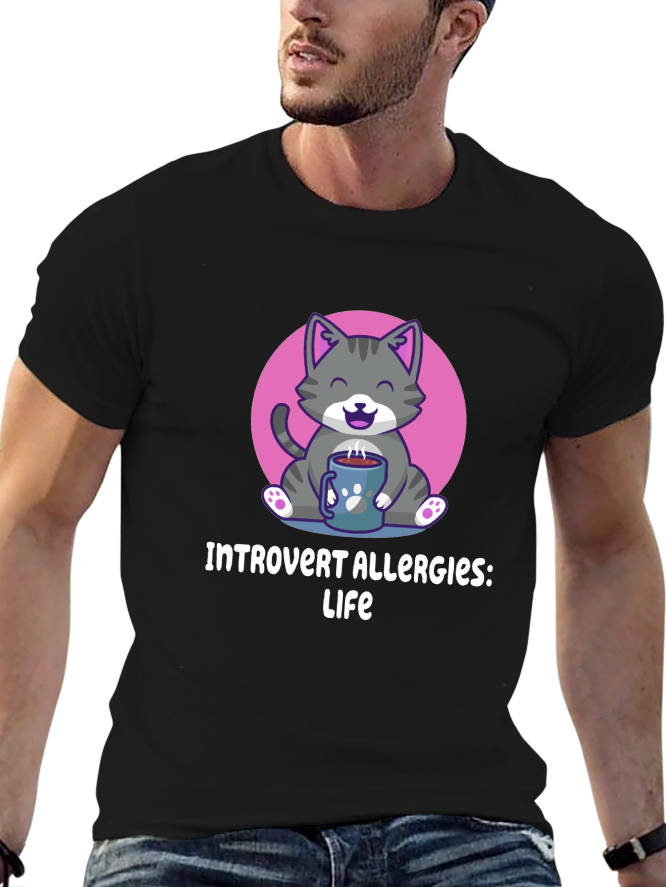 Introvert Allergies T-Shirt Cute Cat Design