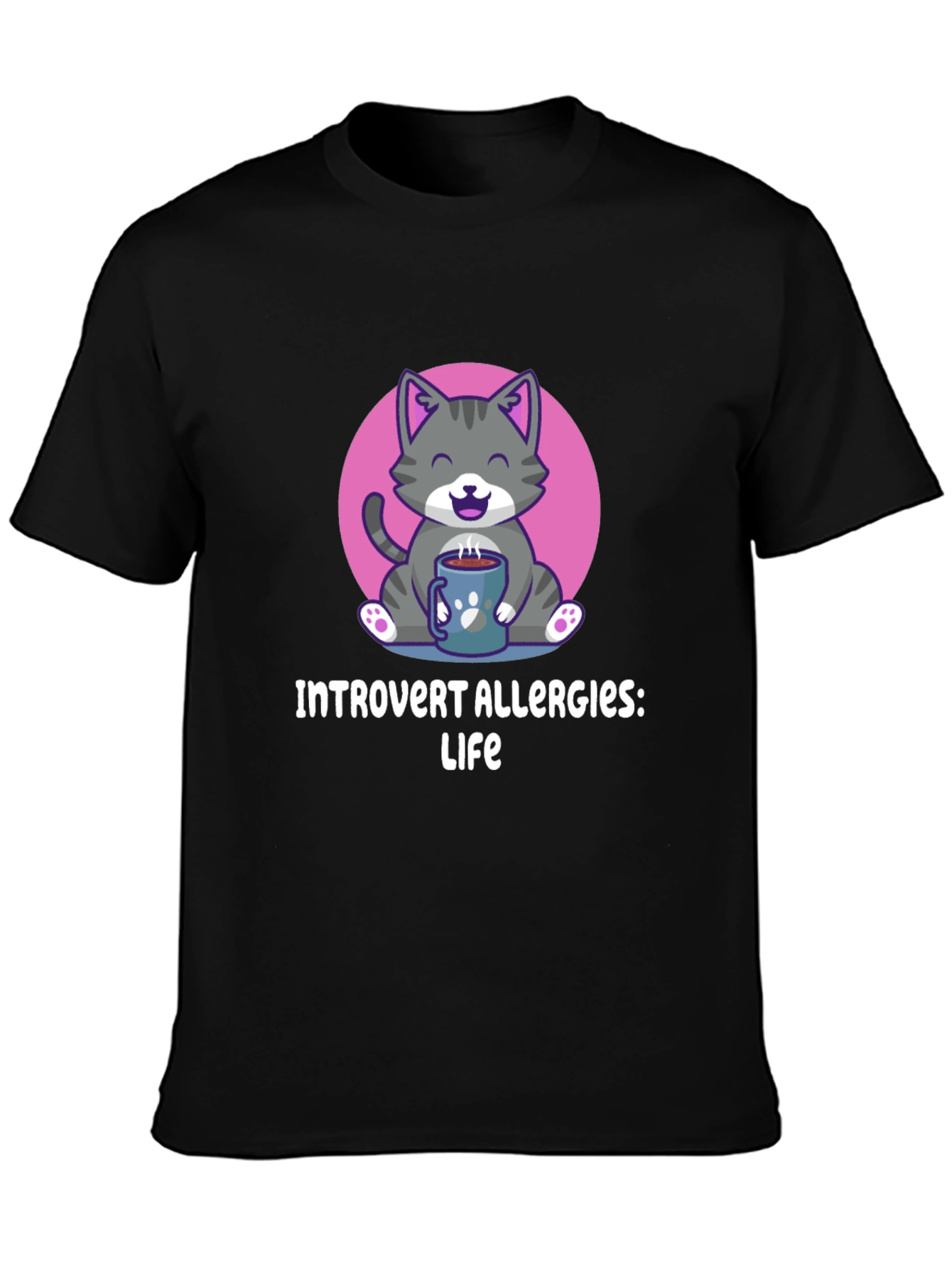 Introvert Allergies T-Shirt Cute Cat Design