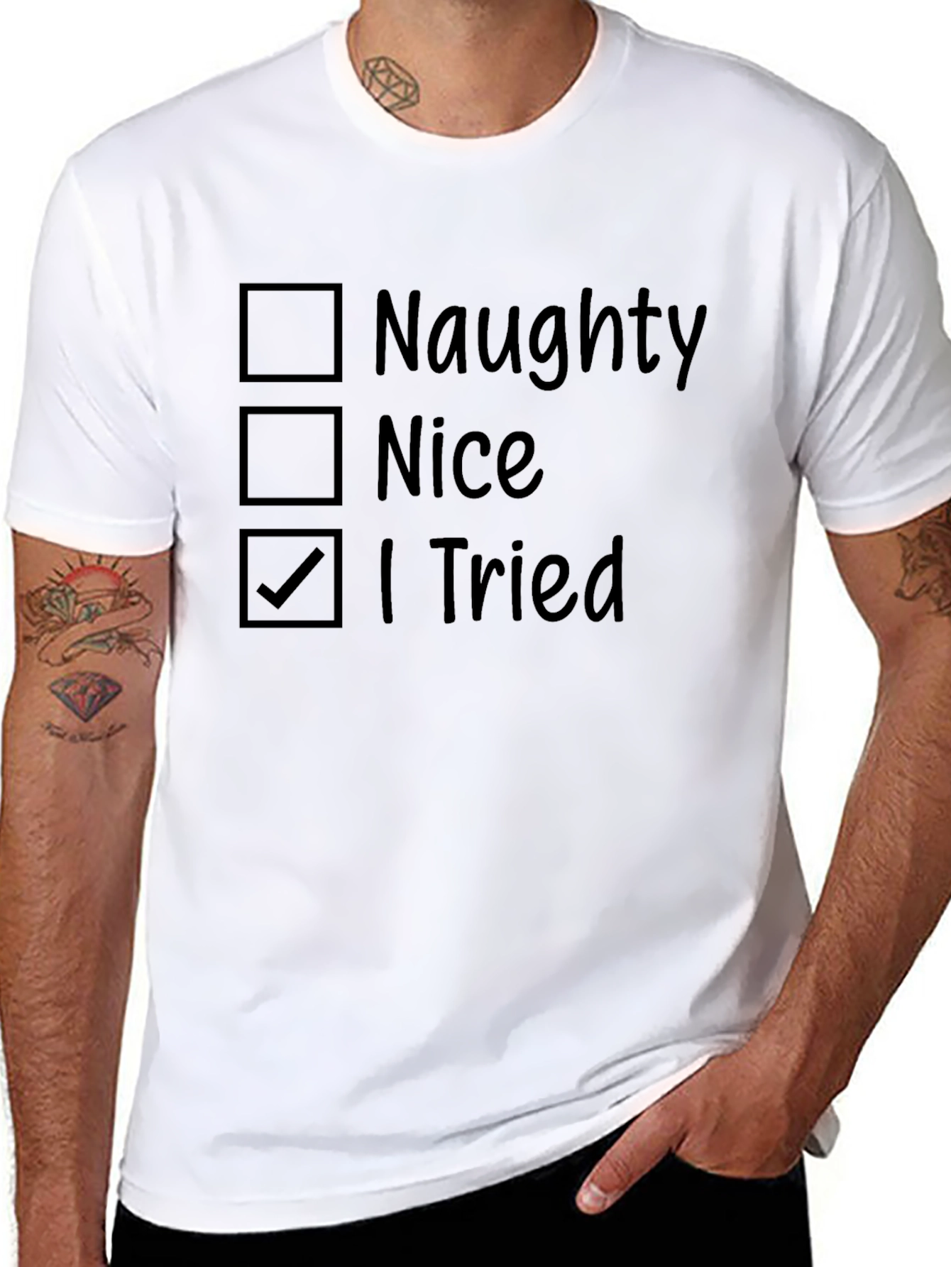 Funny Christmas T-Shirt - Naughty Nice I Tried Tee