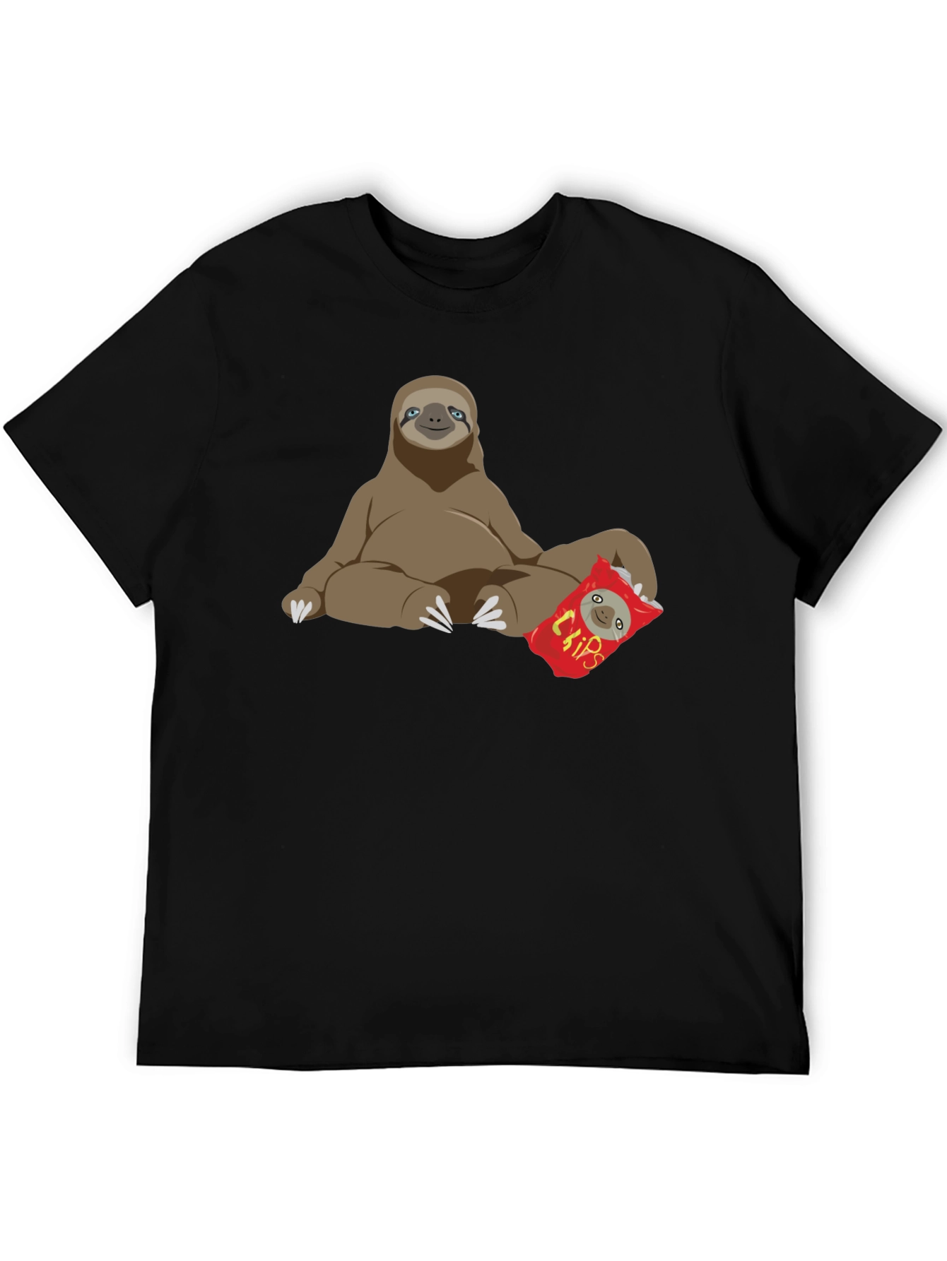 Sloth Chips Lover Graphic T-Shirt - Relaxed Fit