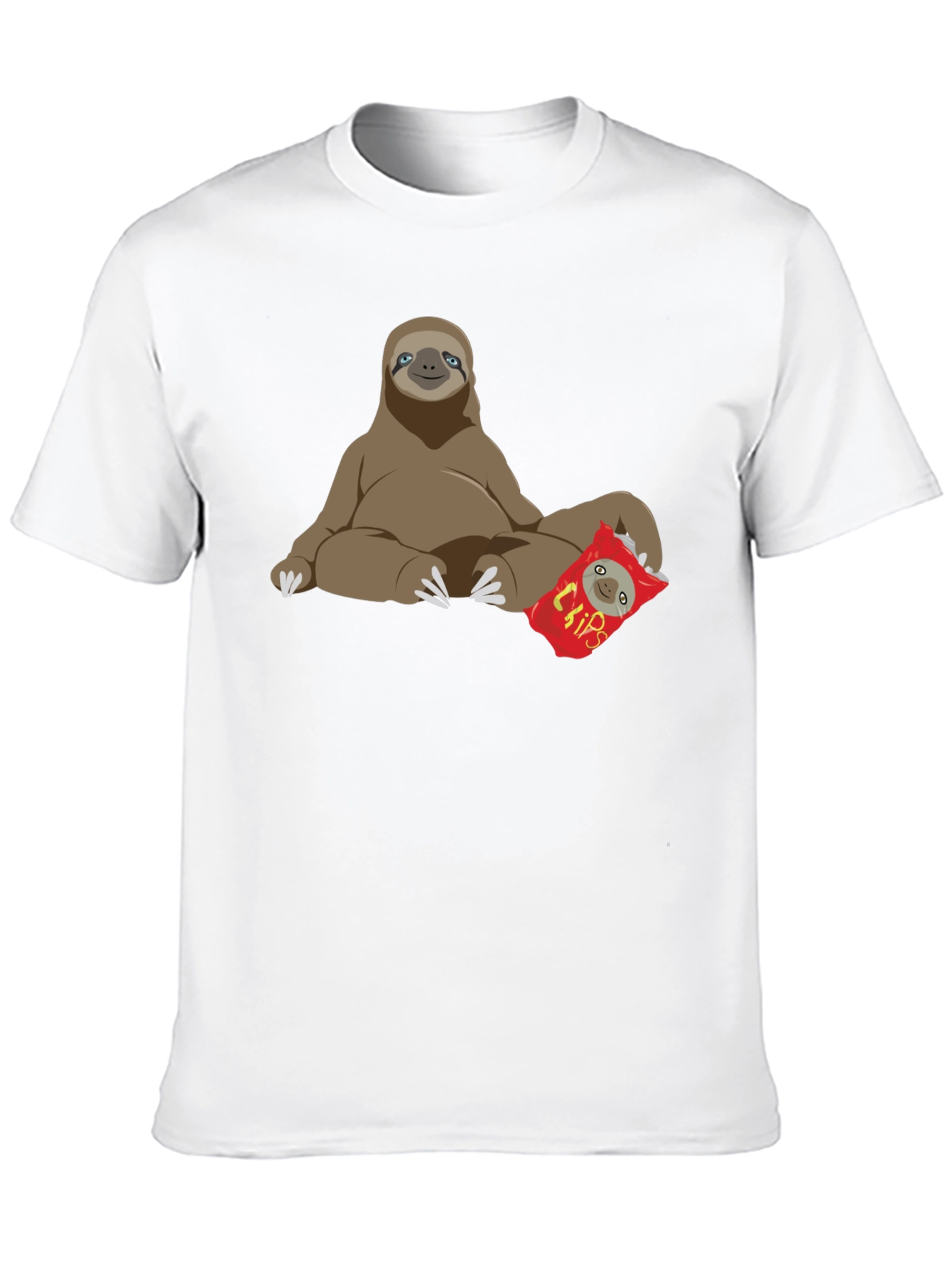Sloth Chips Lover Graphic T-Shirt - Relaxed Fit