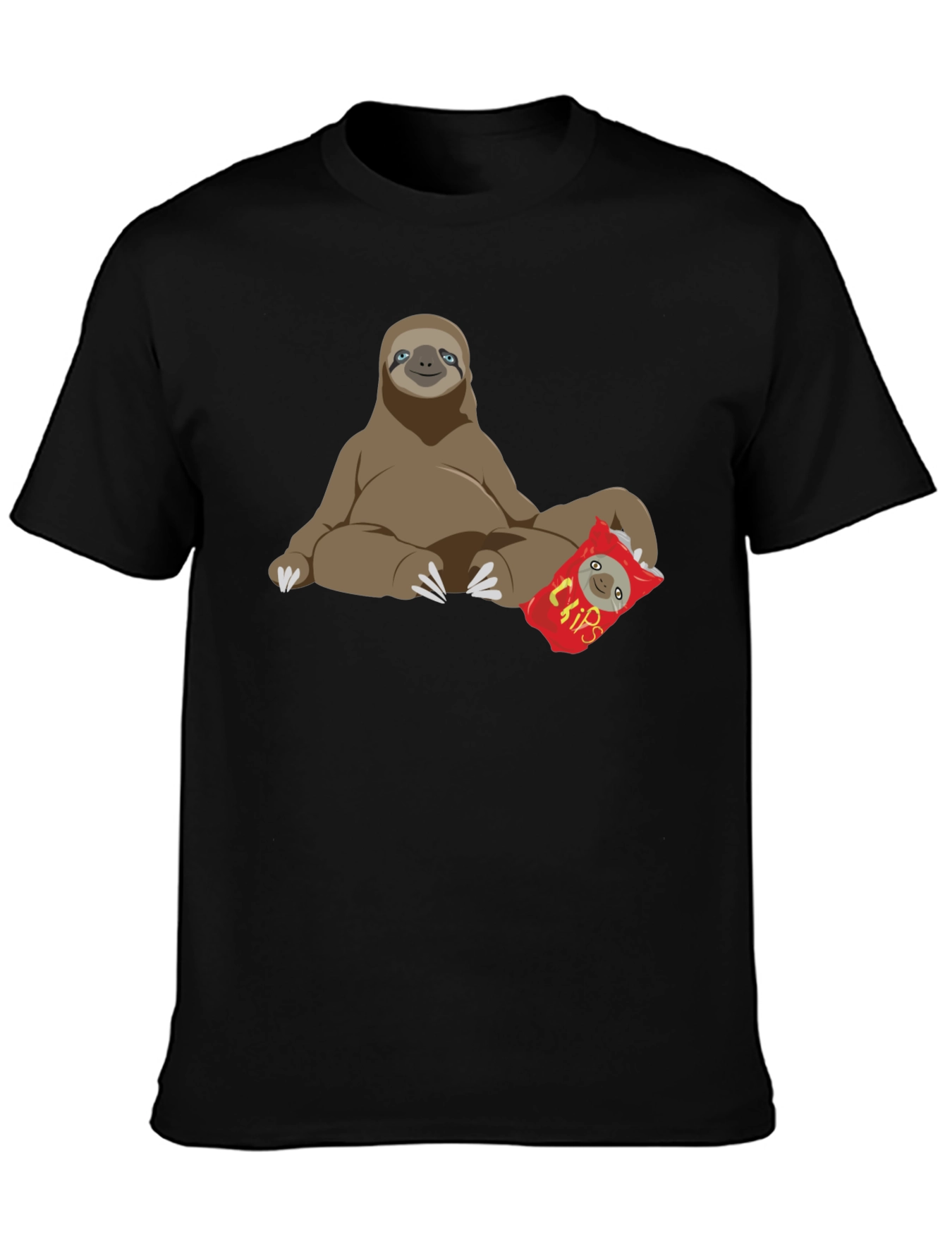 Sloth Chips Lover Graphic T-Shirt - Relaxed Fit
