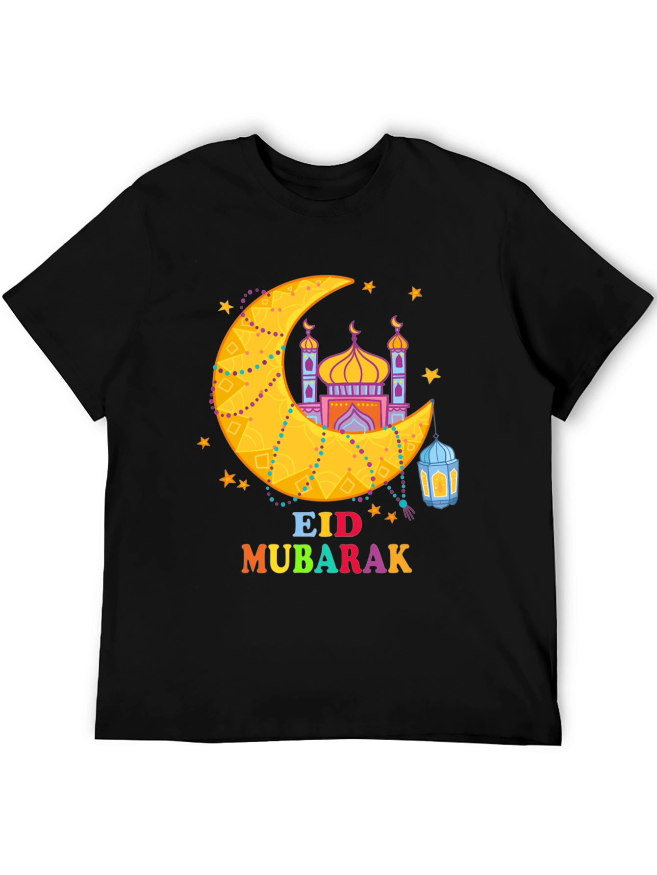 Eid Mubarak T-Shirt - Crescent Moon & Mosque Design