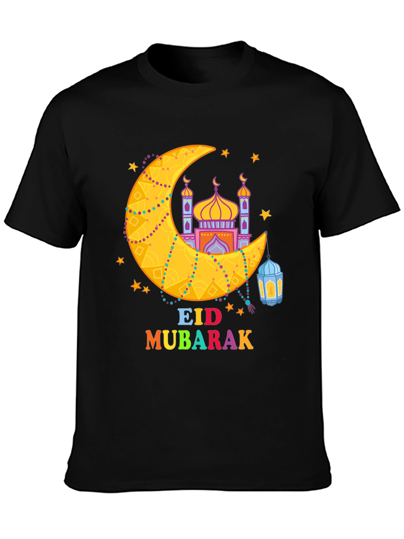 Eid Mubarak T-Shirt - Crescent Moon & Mosque Design