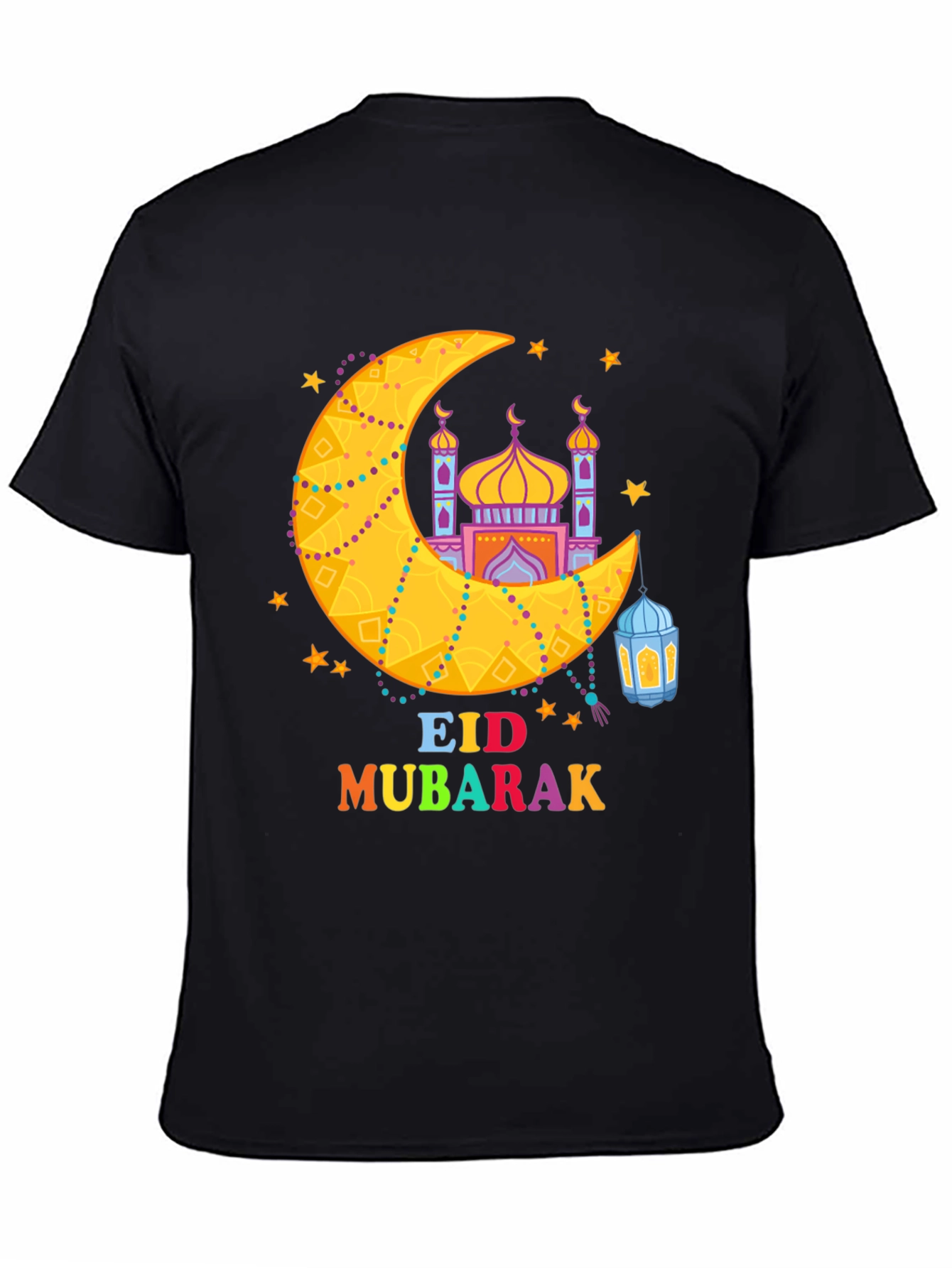 Eid Mubarak T-Shirt - Crescent Moon & Mosque Design