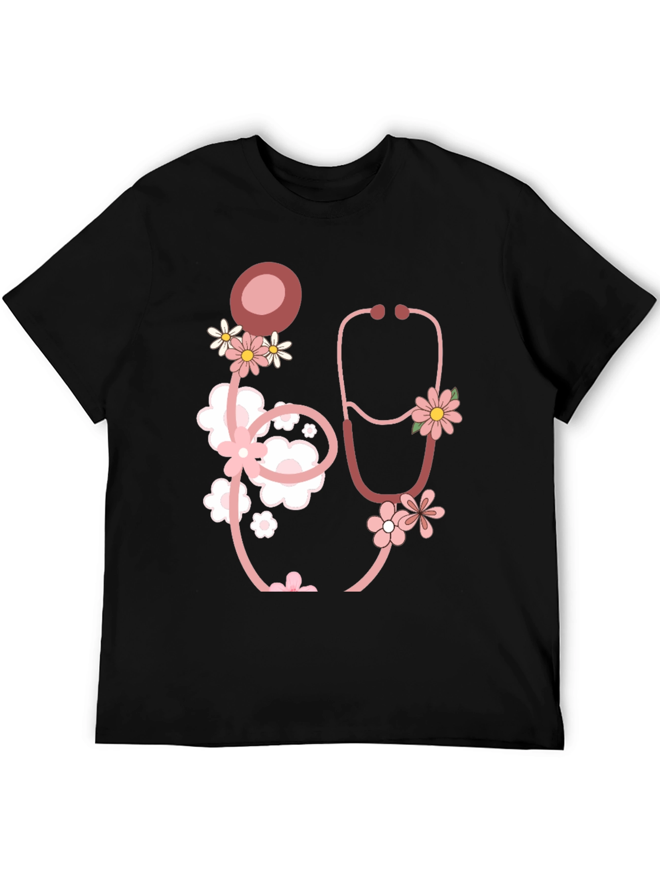 Floral Stethoscope Graphic T-Shirt