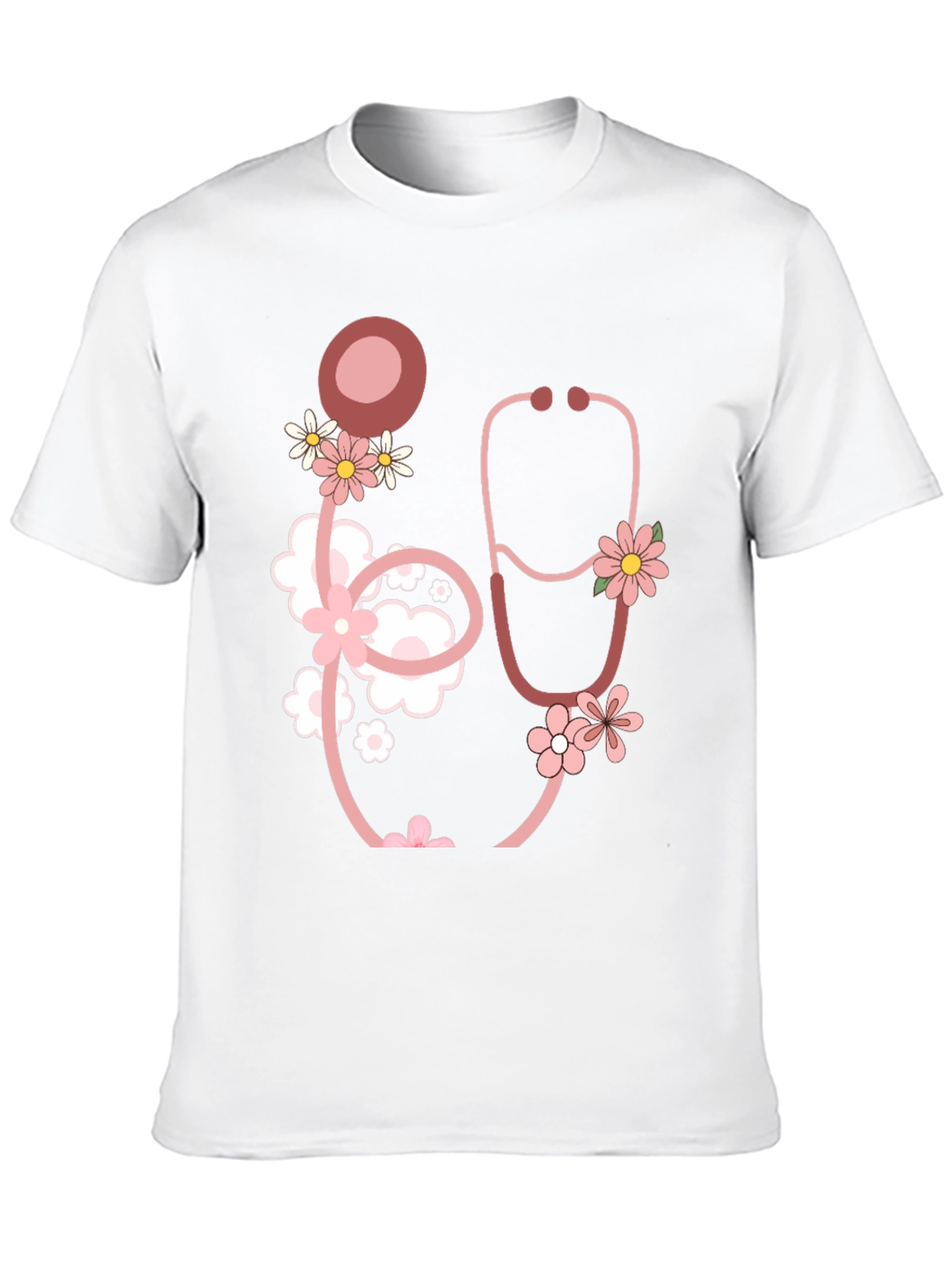 Floral Stethoscope Graphic T-Shirt