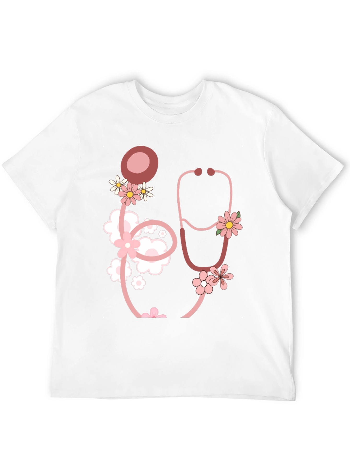Floral Stethoscope Graphic T-Shirt