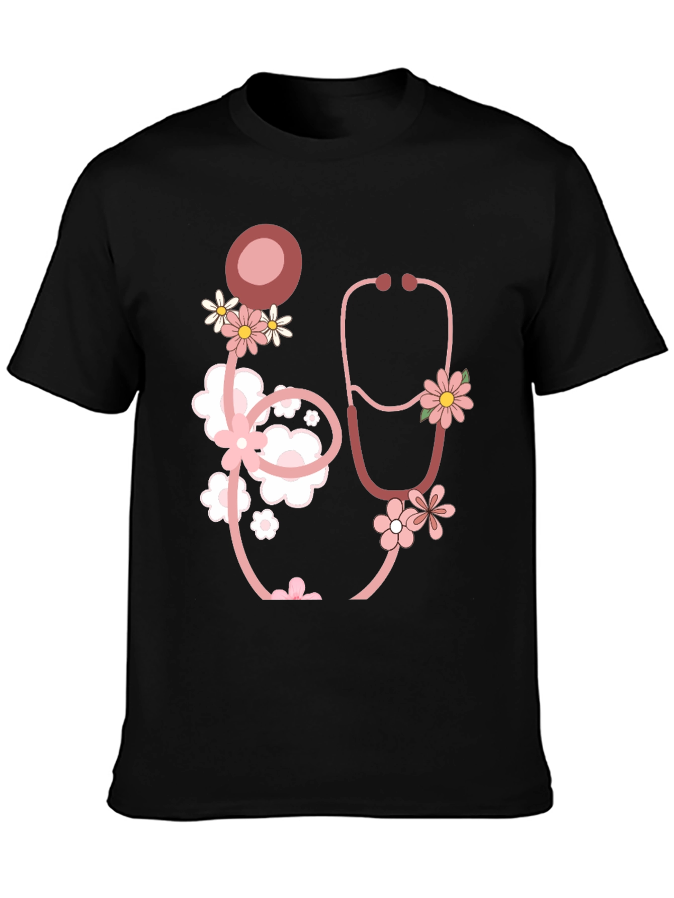 Floral Stethoscope Graphic T-Shirt