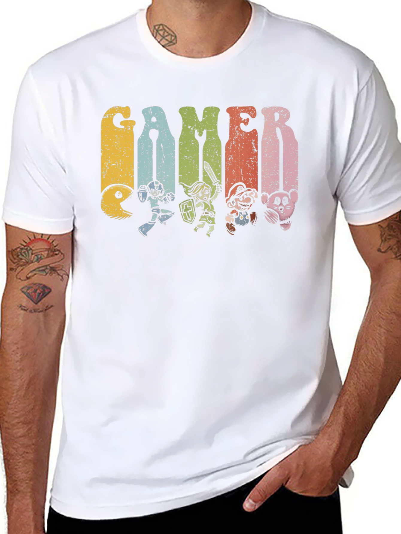 Retro Gamer T-Shirt - Classic Game Characters