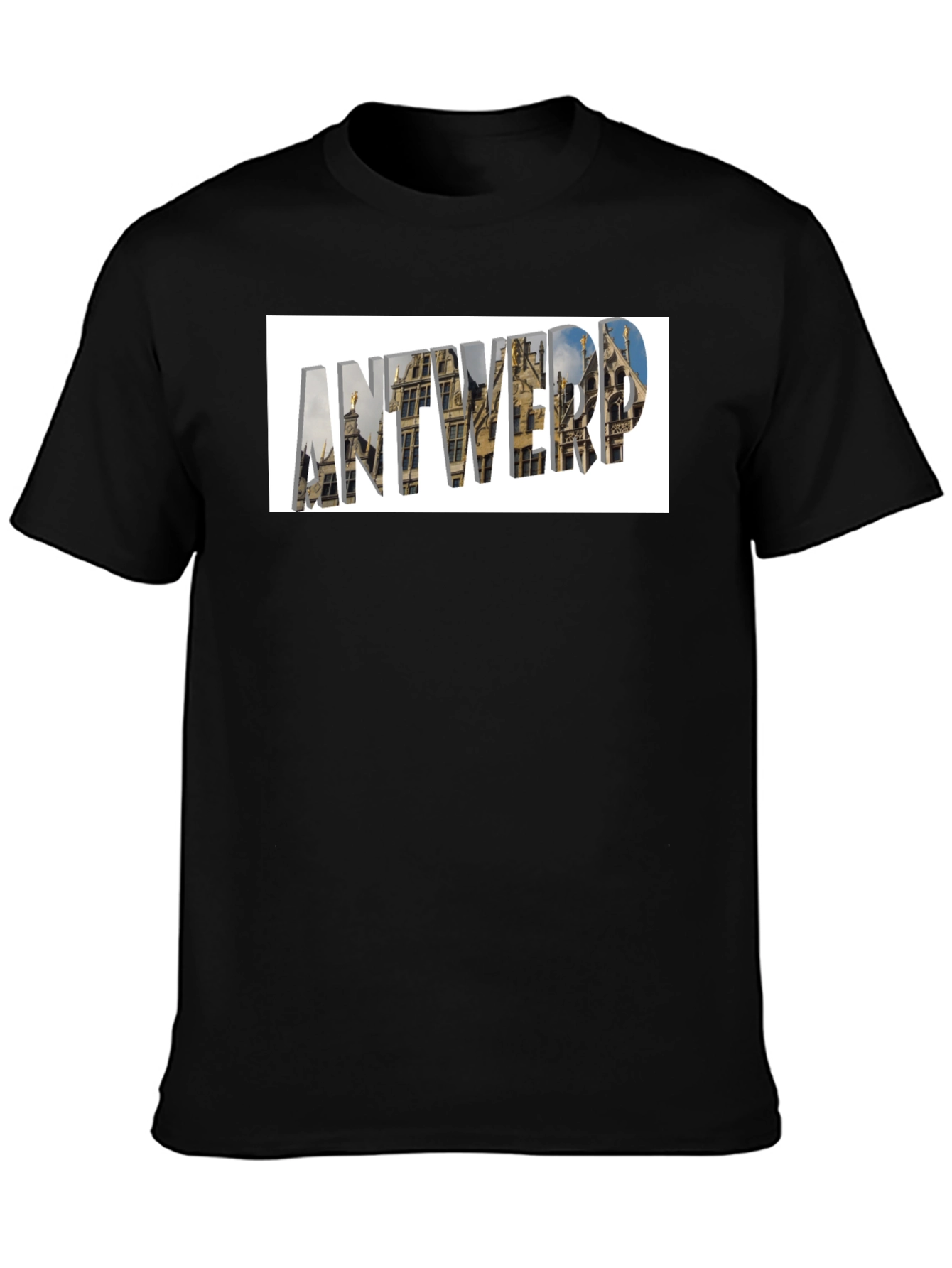 Antwerp Cityscape Graphic T-Shirt - Black