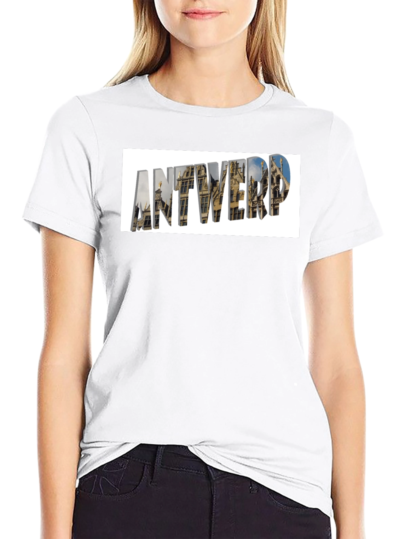 Antwerp Cityscape Graphic T-Shirt - Black